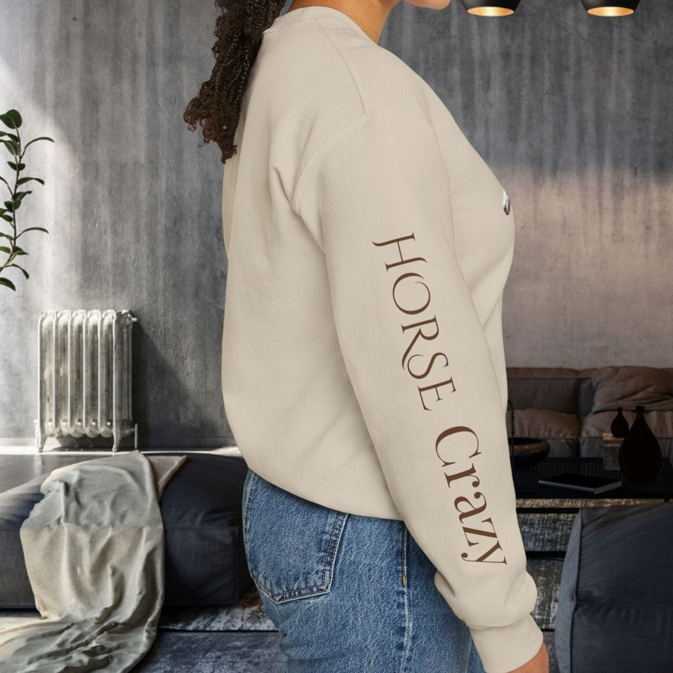 Horse Crazy Crewneck Sweatshirt - Horse Lover Sweater for Women or Men - FlooredByArt