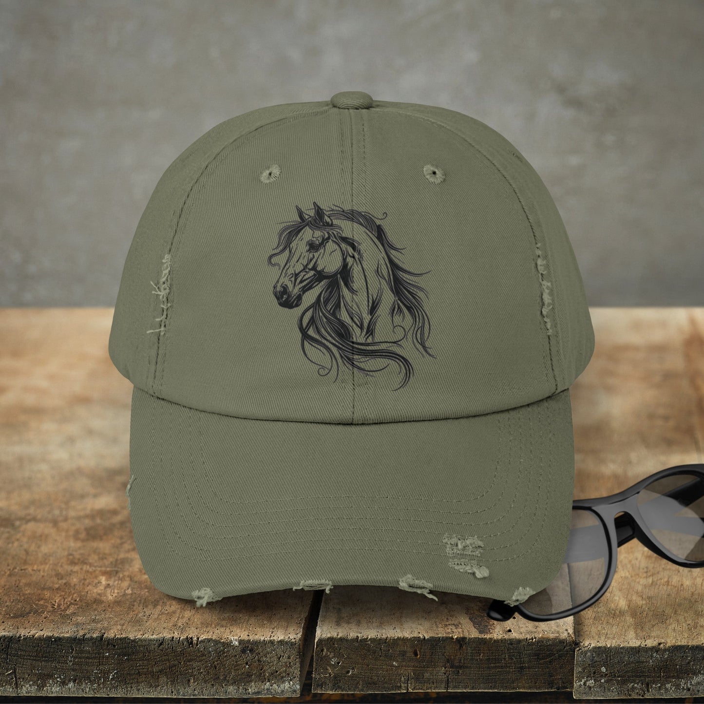 Horse Hat Cap, Horse Head Art Baseball Style Cap of Horse Head, Horse Mom or Dad Hat - FlooredByArt
