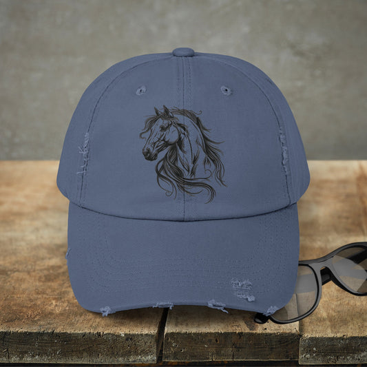 Horse Hat Cap, Horse Head Art Baseball Style Cap of Horse Head, Horse Mom or Dad Hat - FlooredByArt