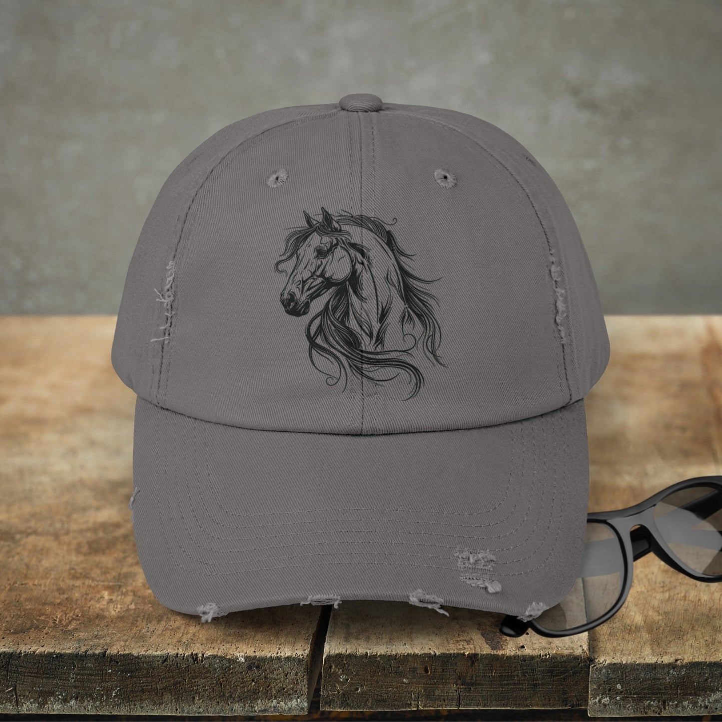 Horse Hat Cap, Horse Head Art Baseball Style Cap of Horse Head, Horse Mom or Dad Hat - FlooredByArt