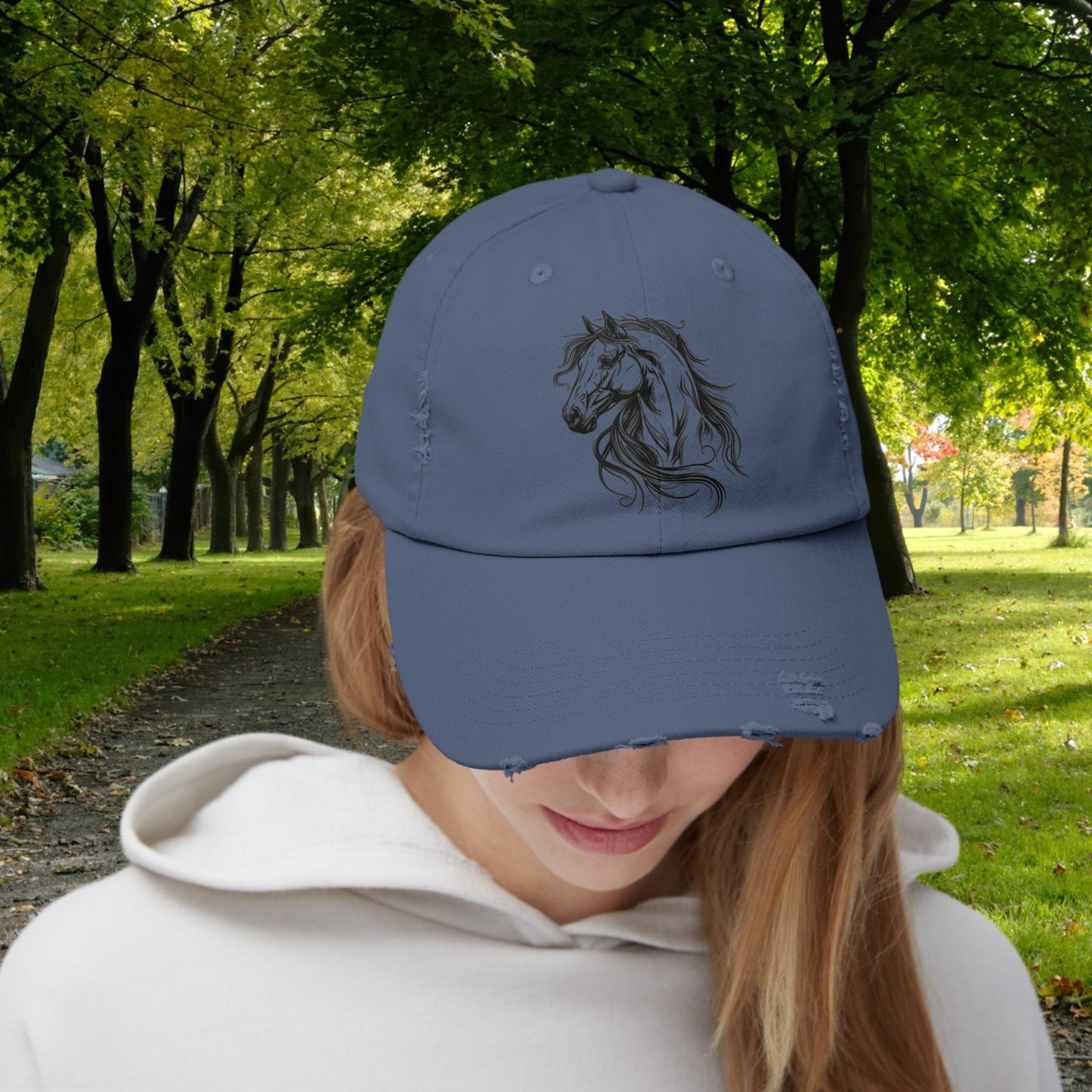 Horse Hat Cap, Horse Head Art Baseball Style Cap of Horse Head, Horse Mom or Dad Hat - FlooredByArt