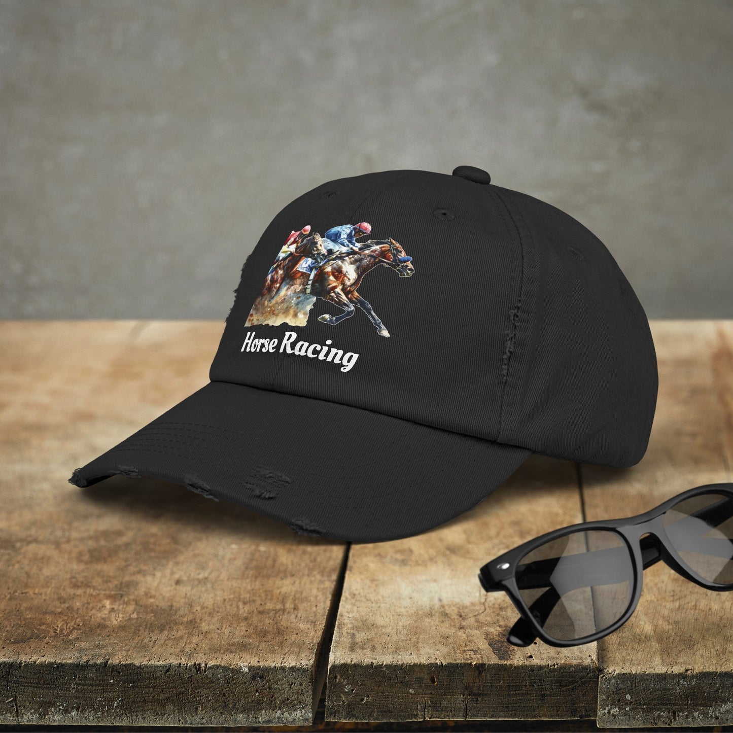 Horse Racing Baseball Cap, Horse Racing Art Gift for Racing Lover - FlooredByArt