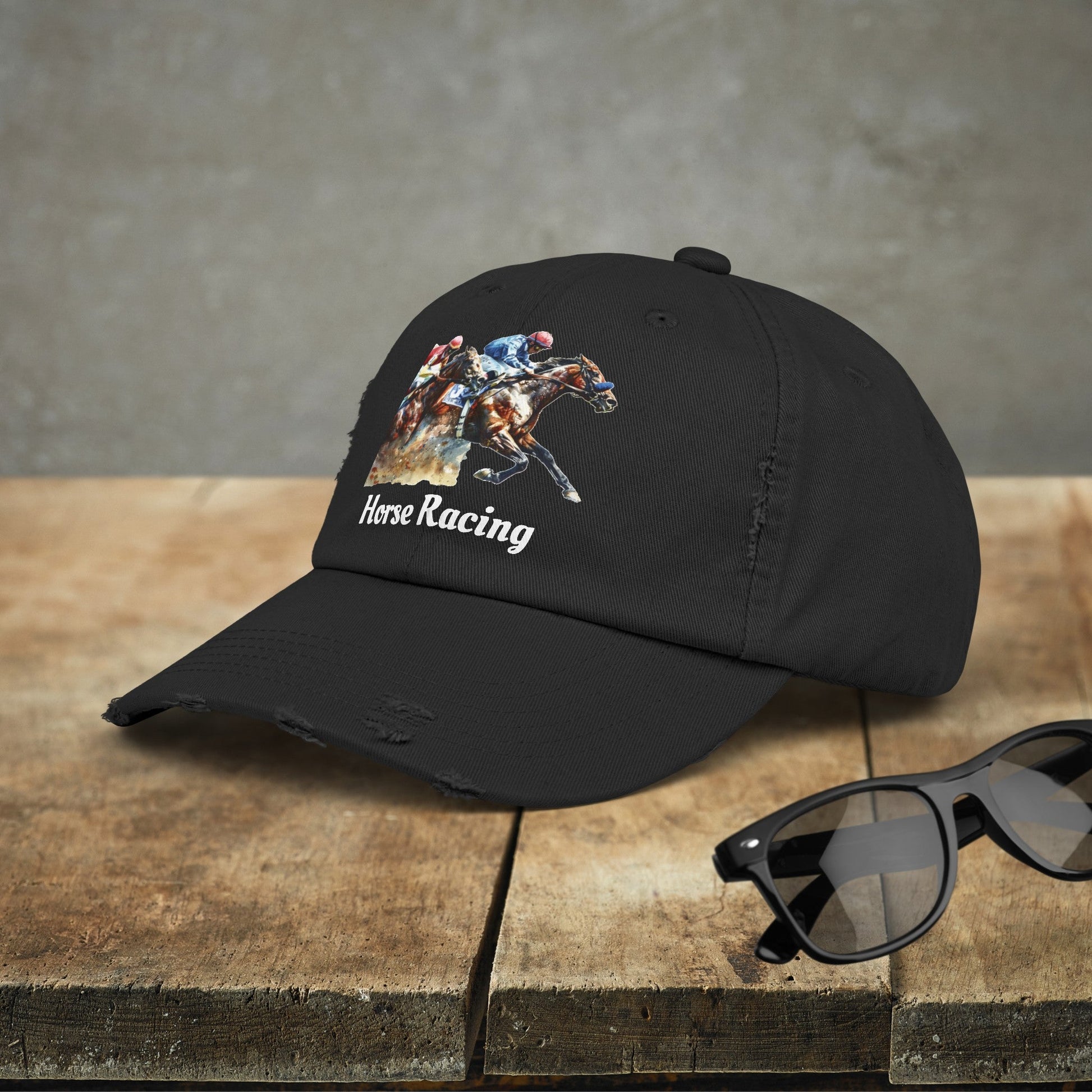 Horse Racing Baseball Cap, Horse Racing Art Gift for Racing Lover - FlooredByArt