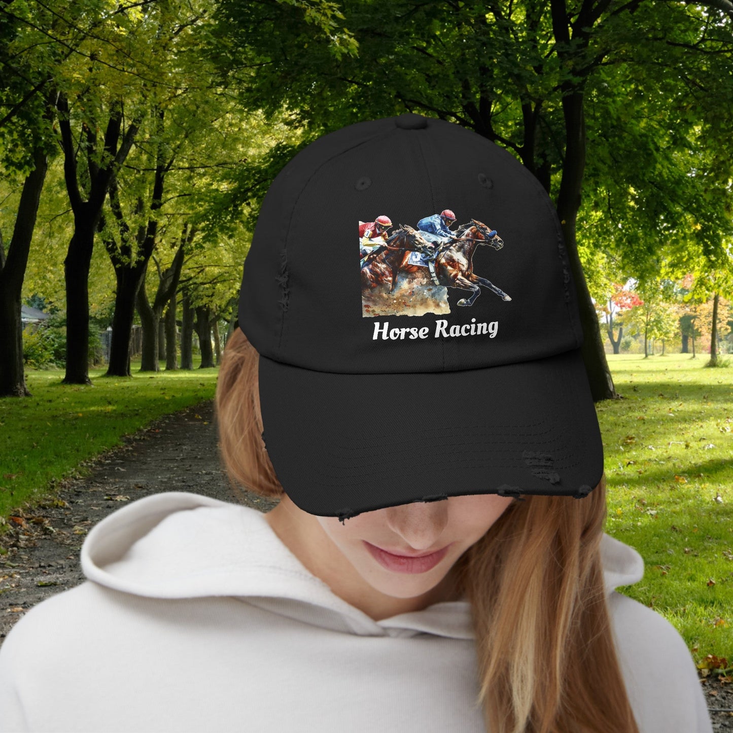 Horse Racing Baseball Cap, Horse Racing Art Gift for Racing Lover - FlooredByArt
