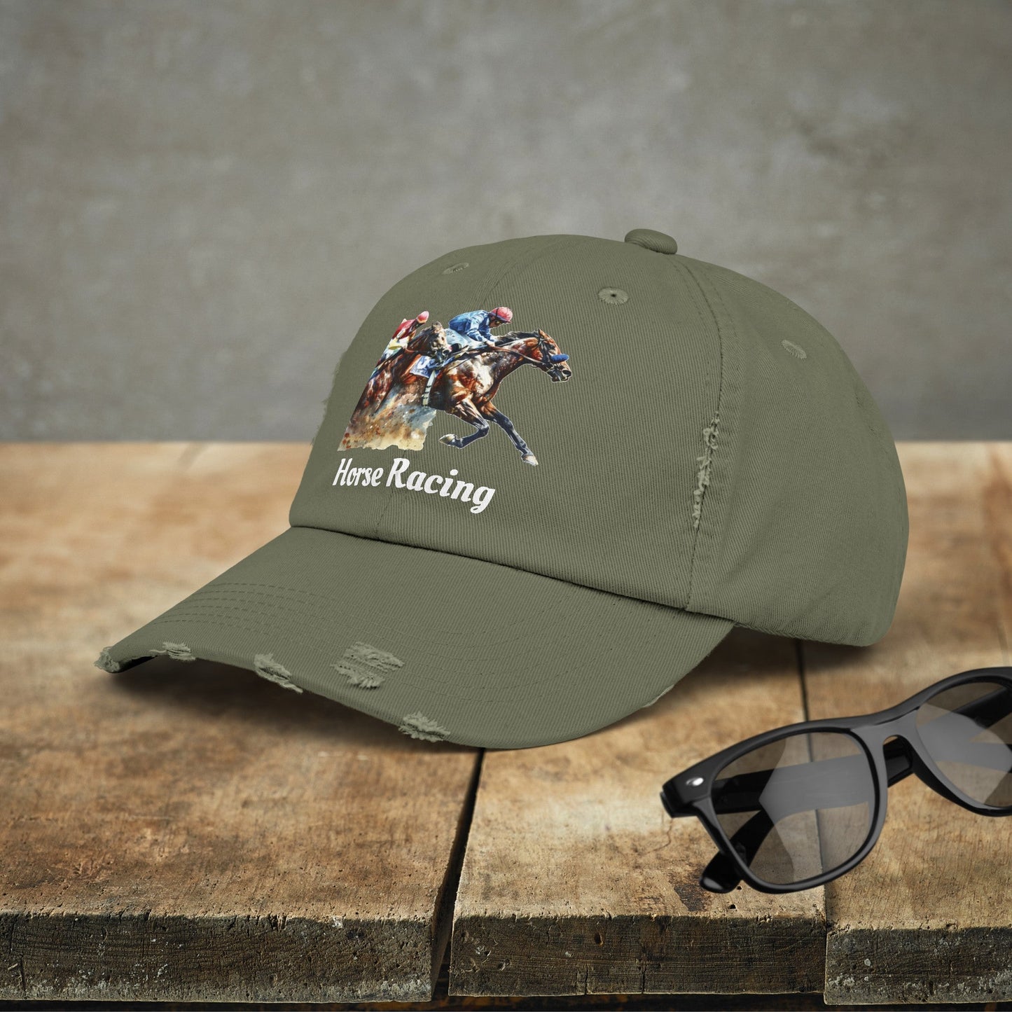 Horse Racing Baseball Cap, Horse Racing Art Gift for Racing Lover - FlooredByArt