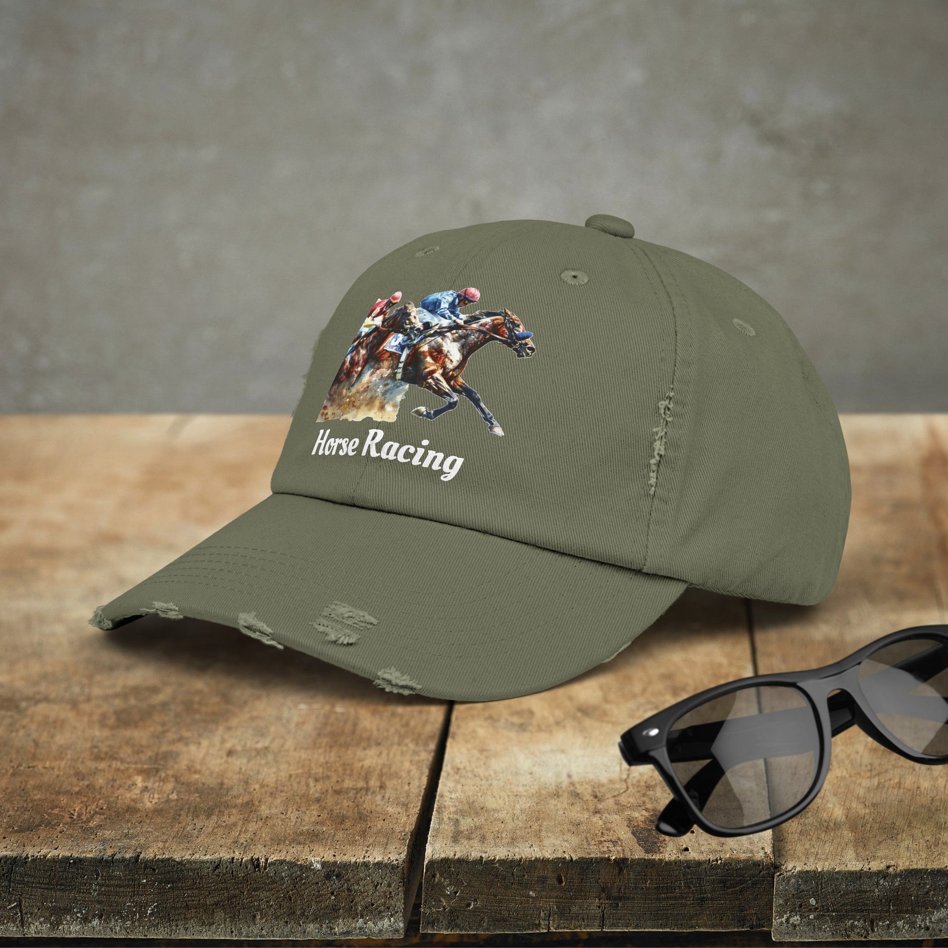 Horse Racing Baseball Cap, Horse Racing Art Gift for Racing Lover - FlooredByArt