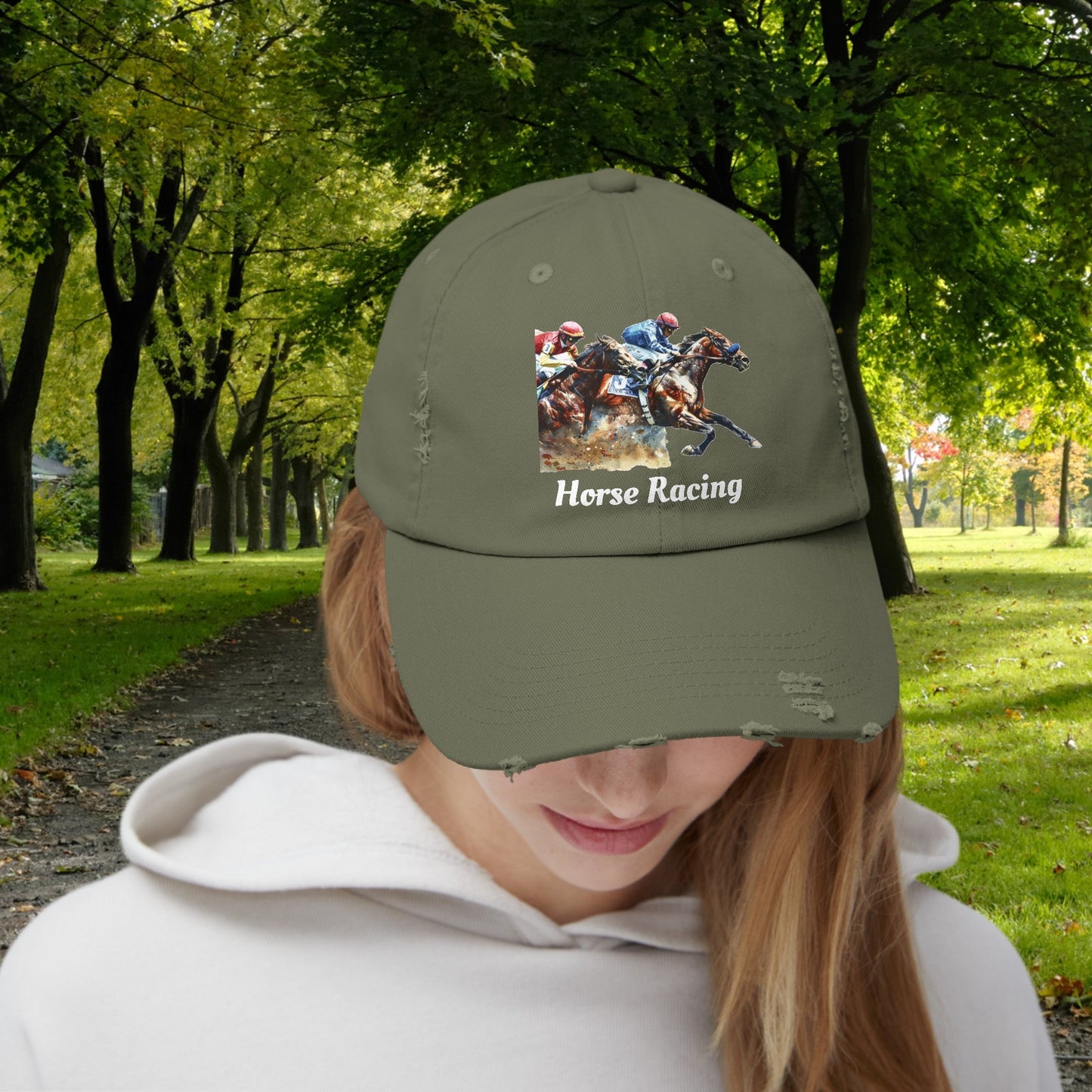 Horse Racing Baseball Cap, Horse Racing Art Gift for Racing Lover - FlooredByArt