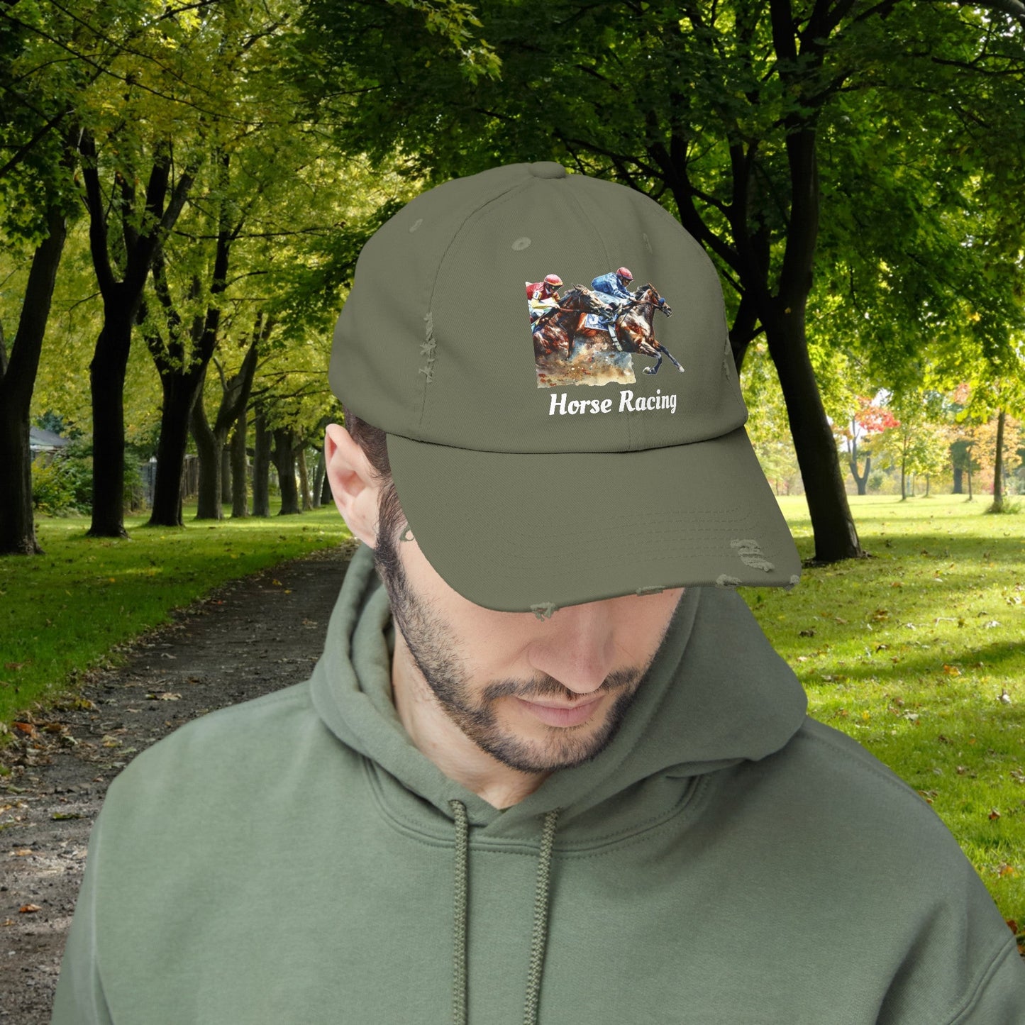 Horse Racing Baseball Cap, Horse Racing Art Gift for Racing Lover - FlooredByArt