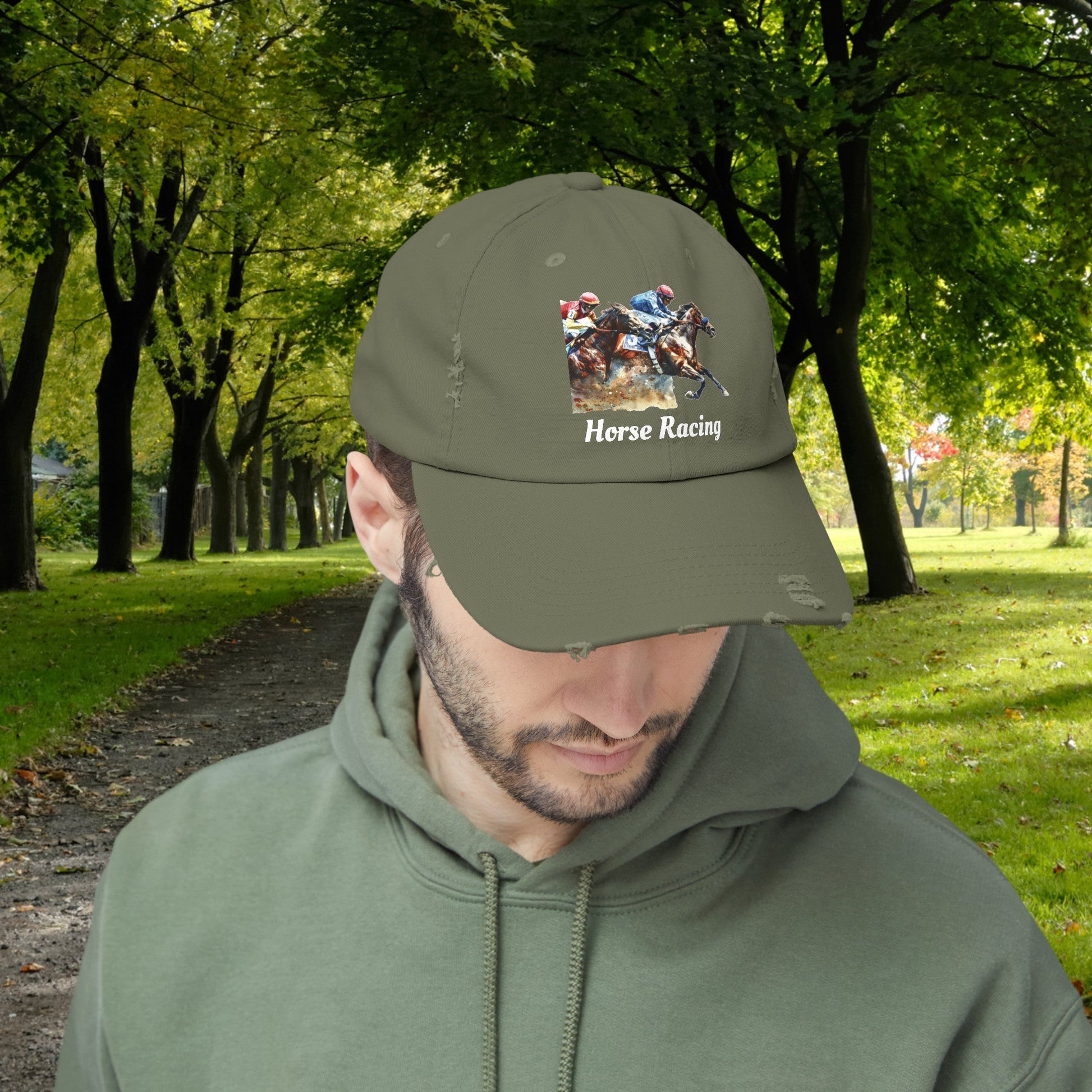 Horse Racing Baseball Cap, Horse Racing Art Gift for Racing Lover - FlooredByArt