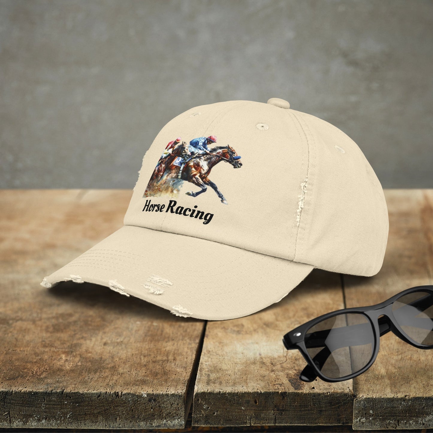 Horse Racing Baseball Cap, Horse Racing Art Gift for Racing Lover - FlooredByArt