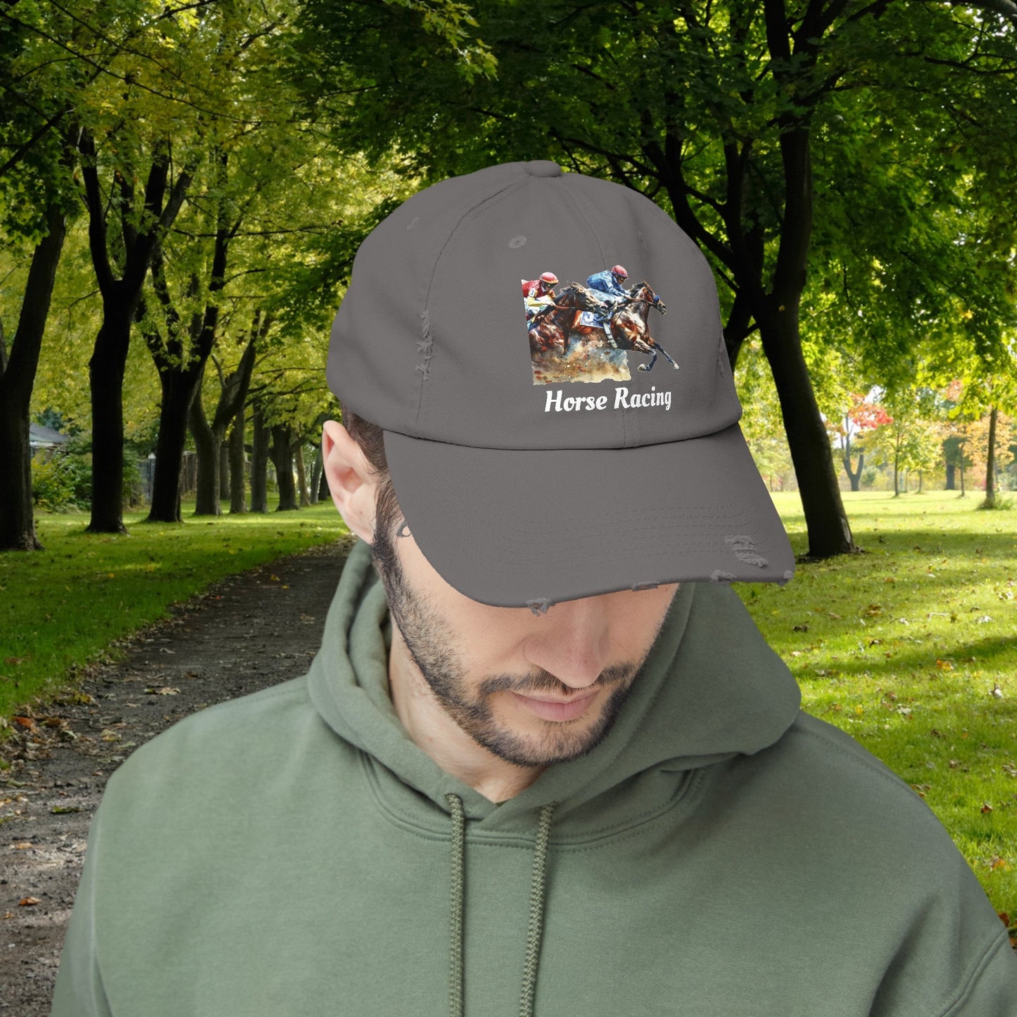 Horse Racing Baseball Cap, Horse Racing Art Gift for Racing Lover - FlooredByArt