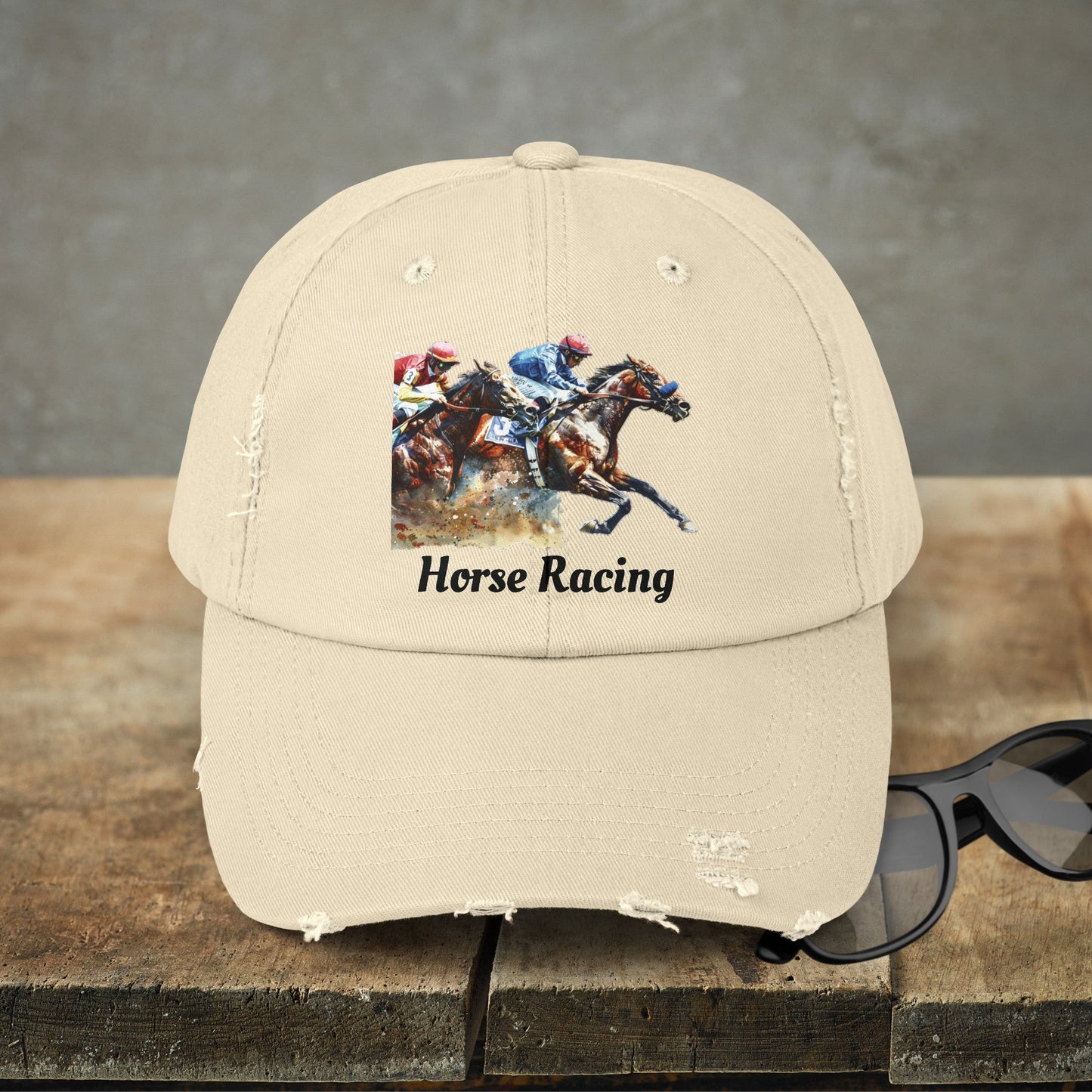 Horse Racing Baseball Cap, Horse Racing Art Gift for Racing Lover - FlooredByArt