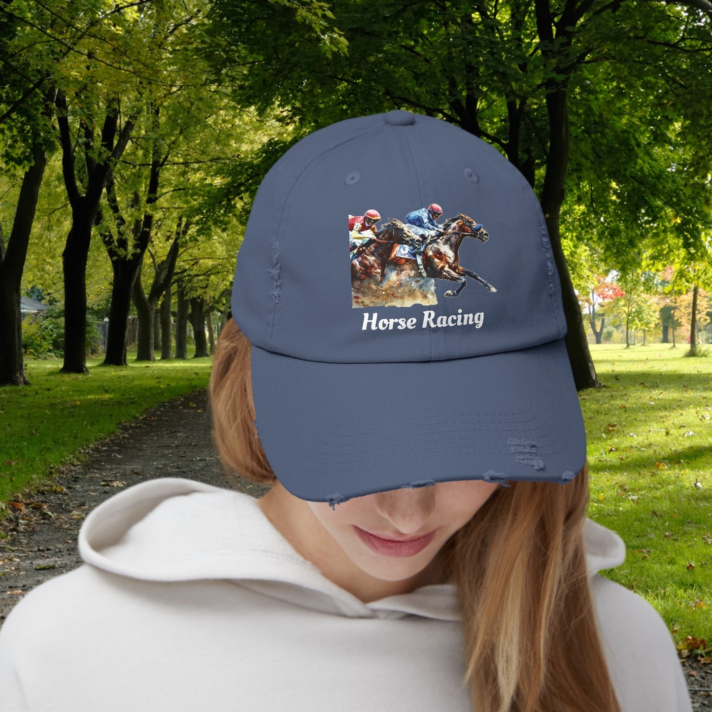 Horse Racing Baseball Cap, Horse Racing Art Gift for Racing Lover - FlooredByArt