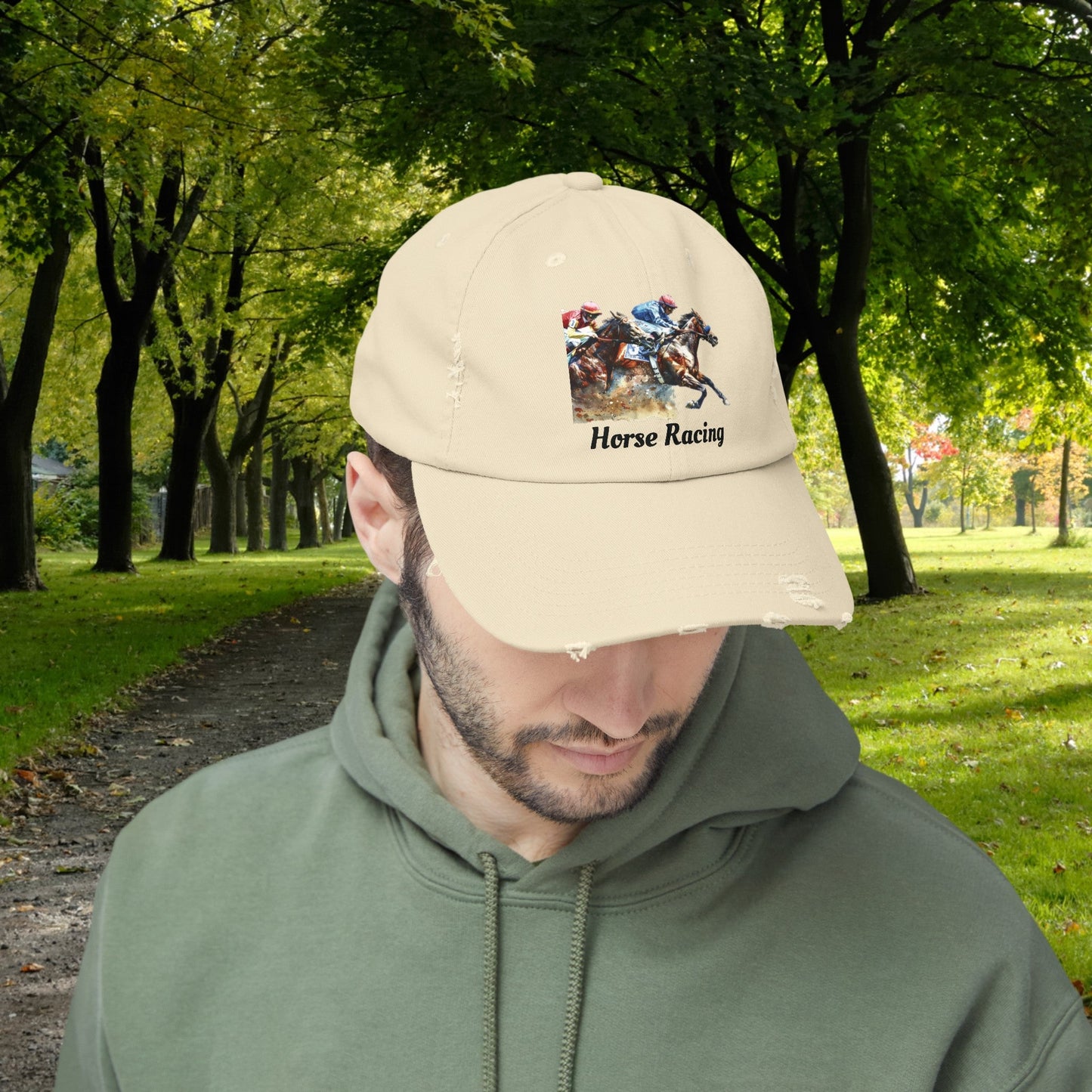 Horse Racing Baseball Cap, Horse Racing Art Gift for Racing Lover - FlooredByArt