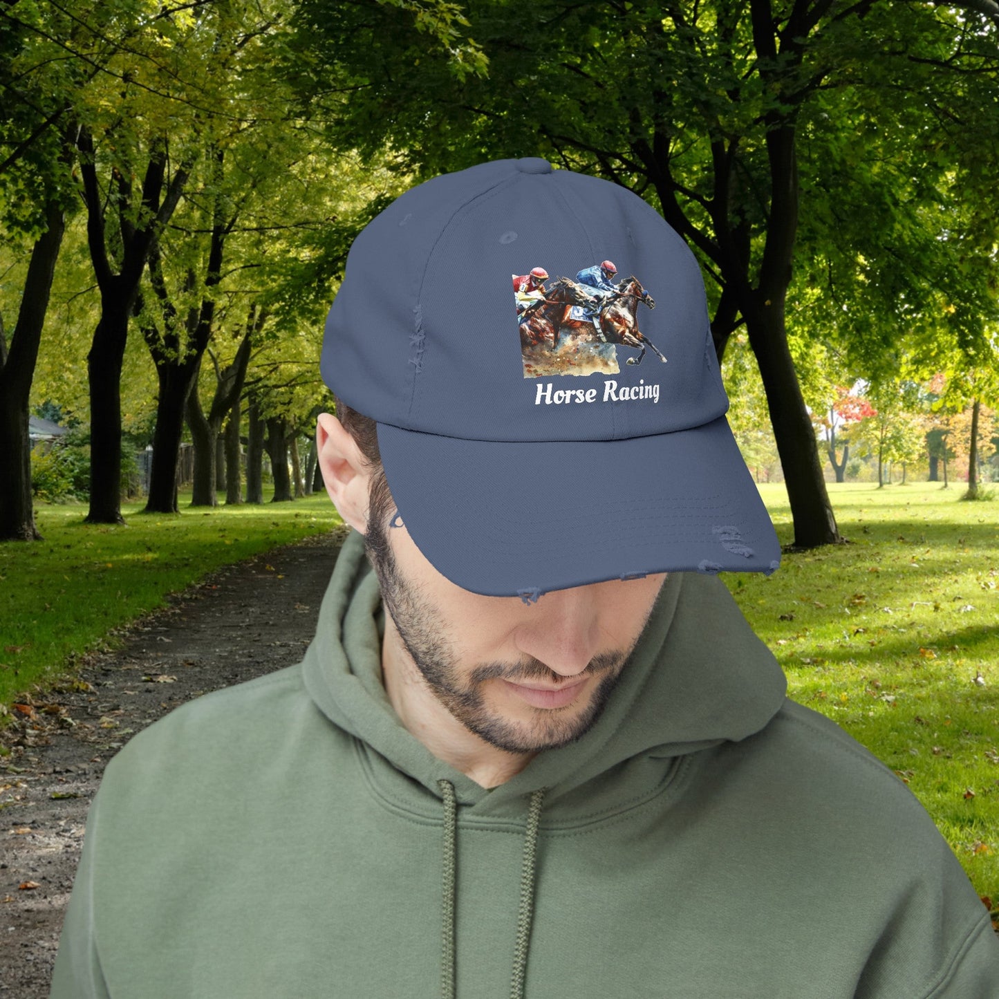 Horse Racing Baseball Cap, Horse Racing Art Gift for Racing Lover - FlooredByArt