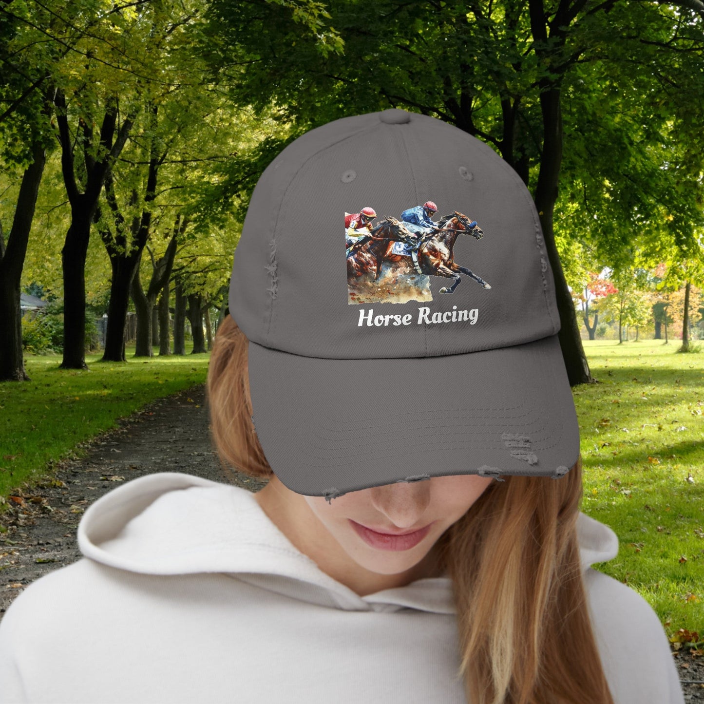 Horse Racing Baseball Cap, Horse Racing Art Gift for Racing Lover - FlooredByArt