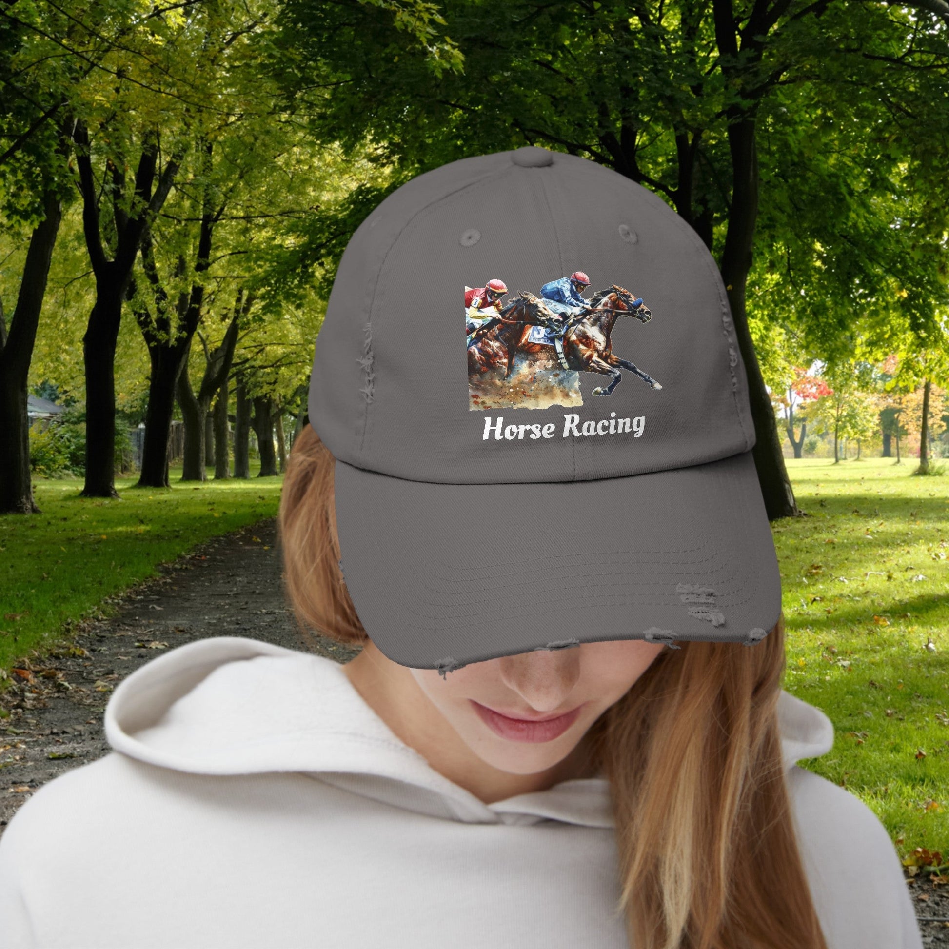 Horse Racing Baseball Cap, Horse Racing Art Gift for Racing Lover - FlooredByArt