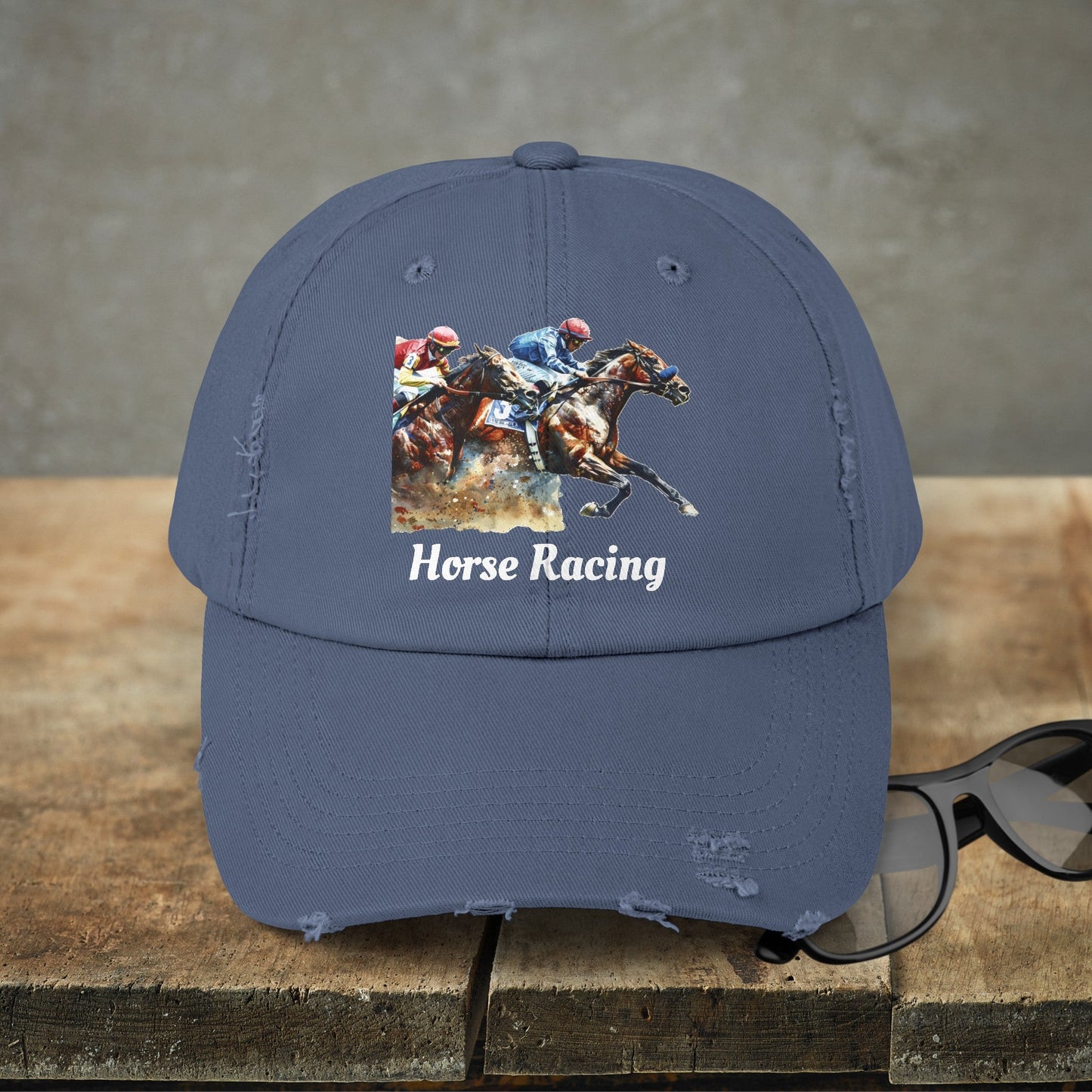 Horse Racing Baseball Cap, Horse Racing Art Gift for Racing Lover - FlooredByArt