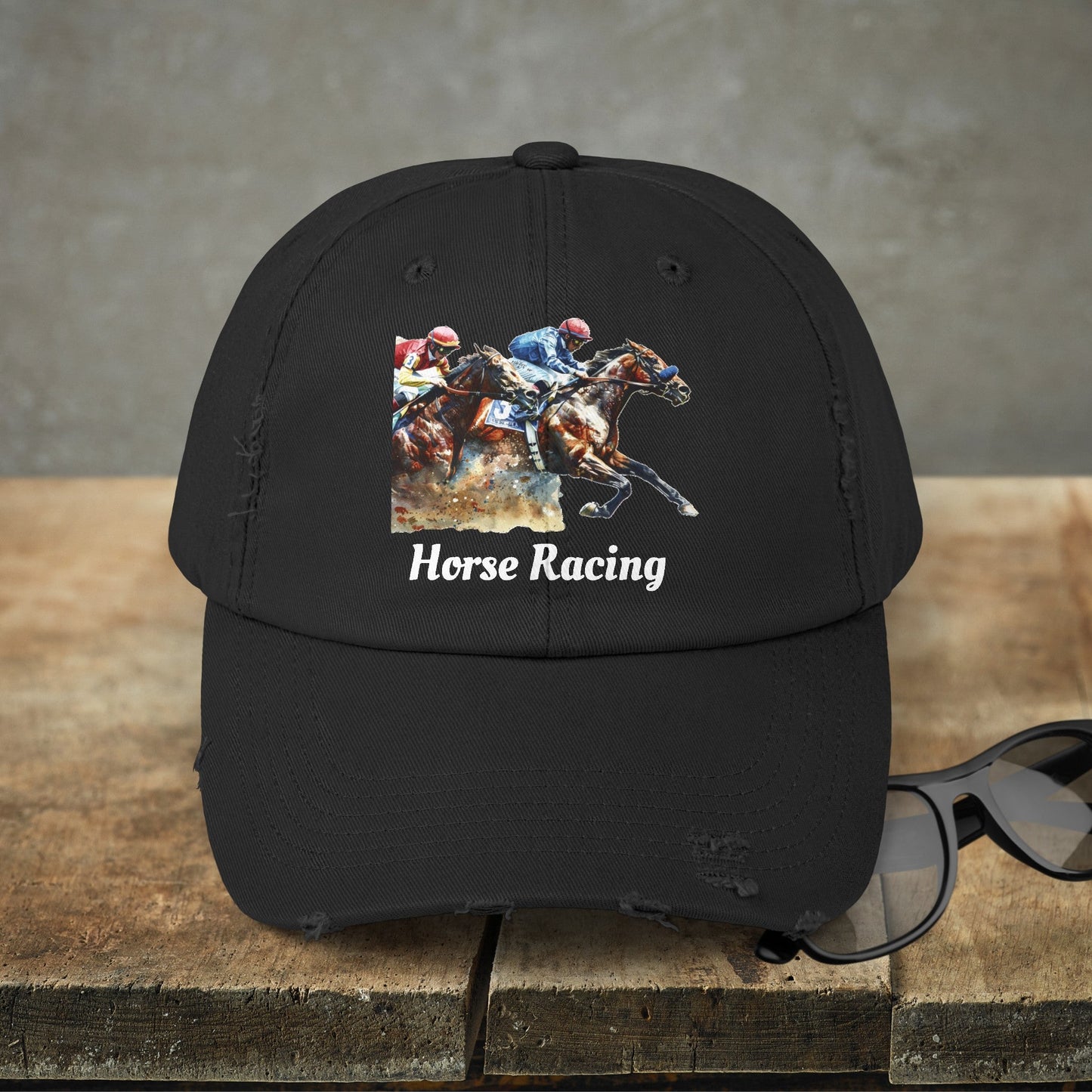 Horse Racing Baseball Cap, Horse Racing Art Gift for Racing Lover - FlooredByArt