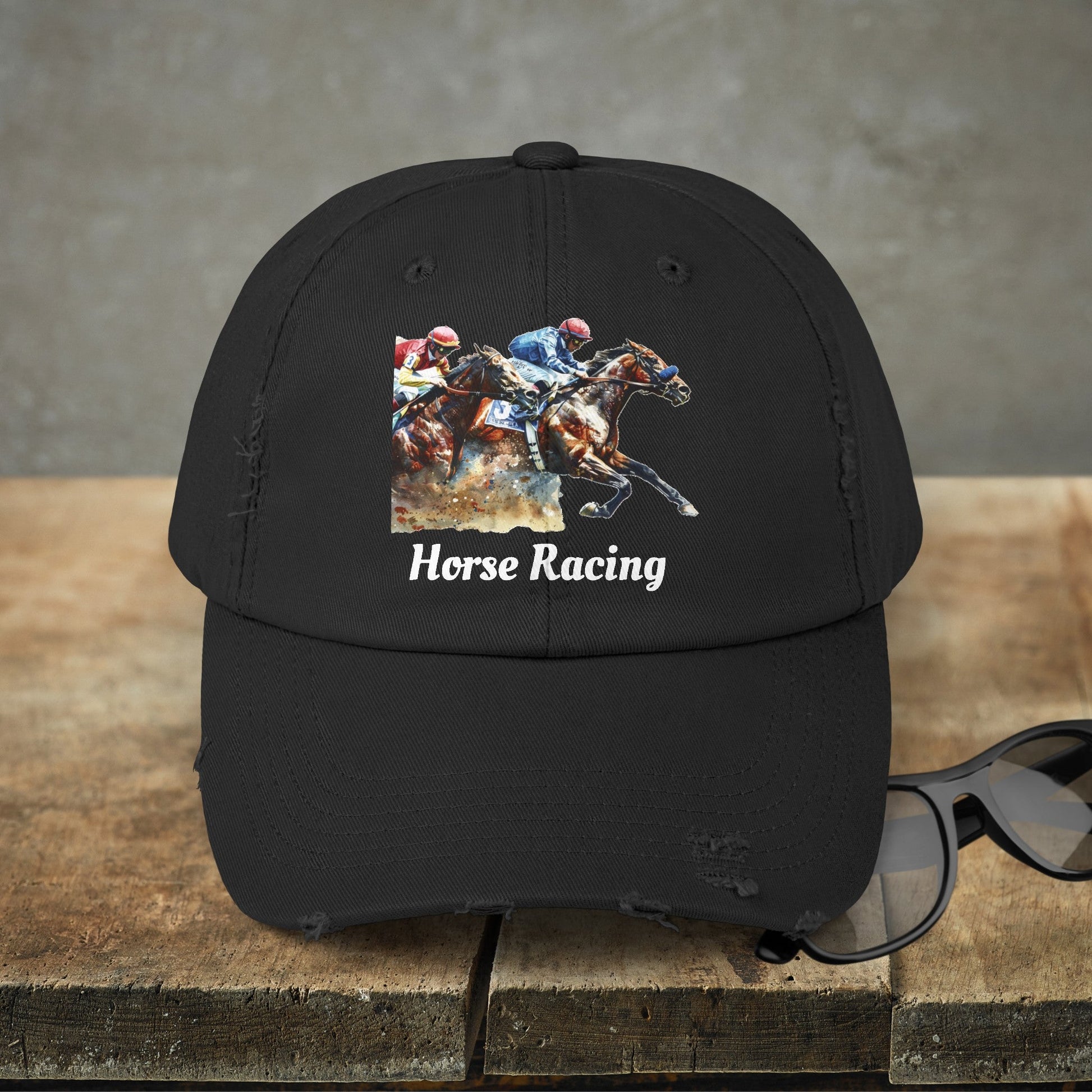 Horse Racing Baseball Cap, Horse Racing Art Gift for Racing Lover - FlooredByArt