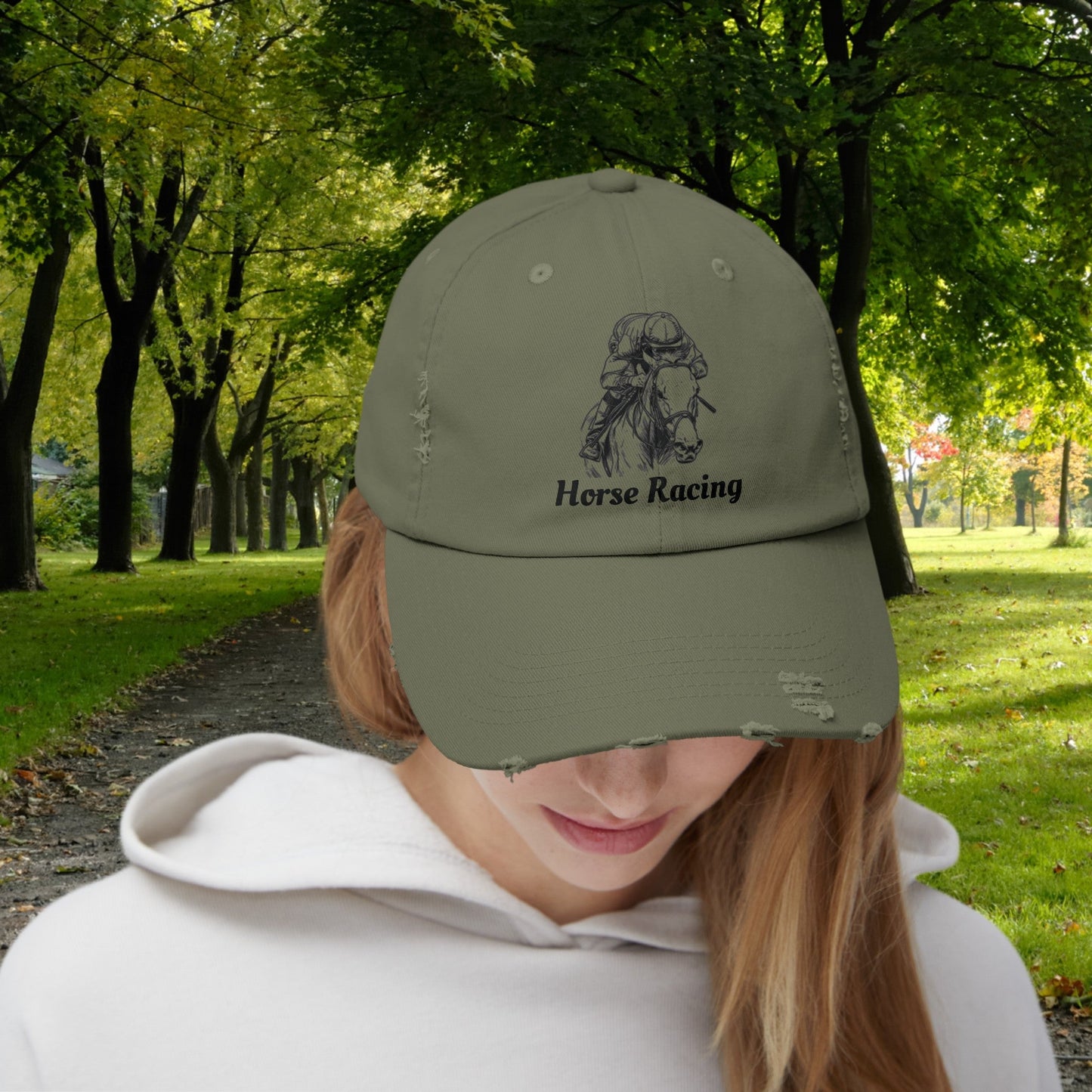 Horse Racing Baseball Cap, Line Drawing Horse Art, Perfect Hat Racing Fans - FlooredByArt