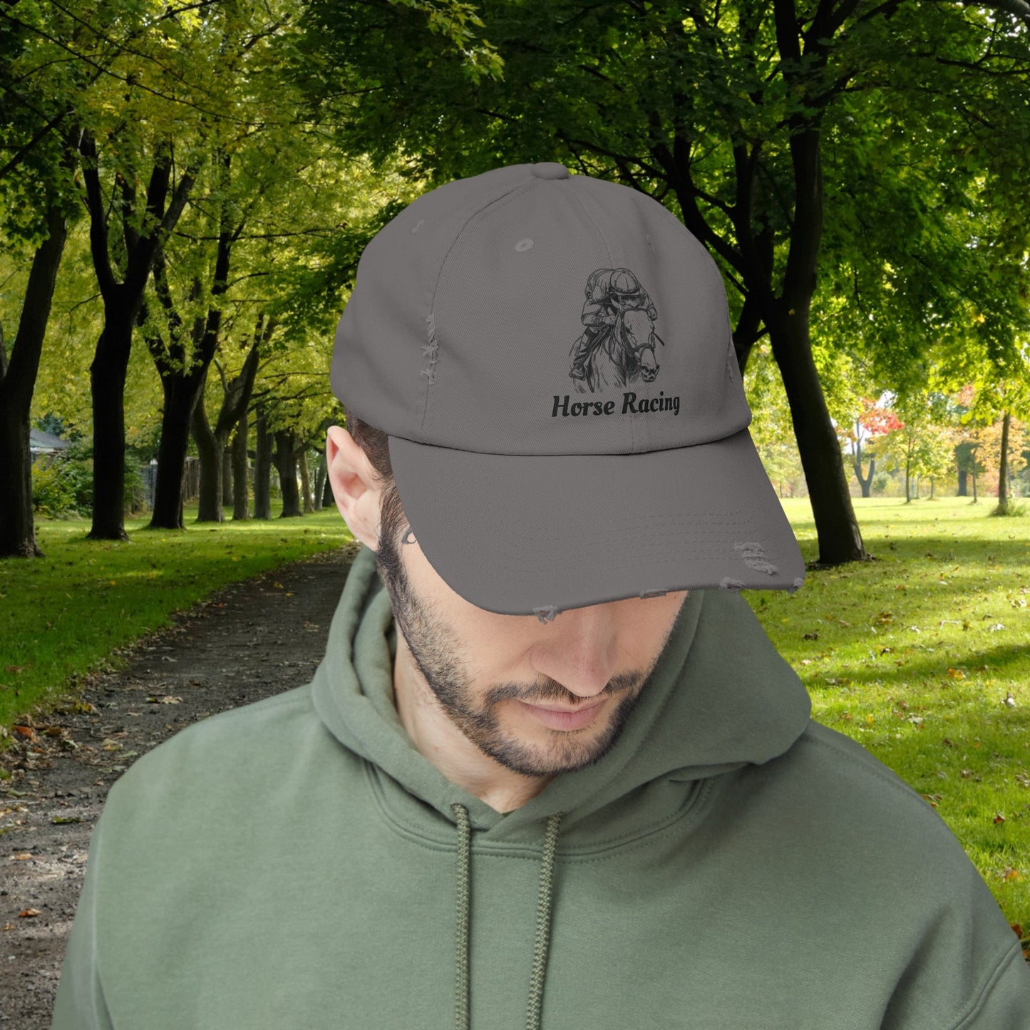 Horse Racing Baseball Cap, Line Drawing Horse Art, Perfect Hat Racing Fans - FlooredByArt