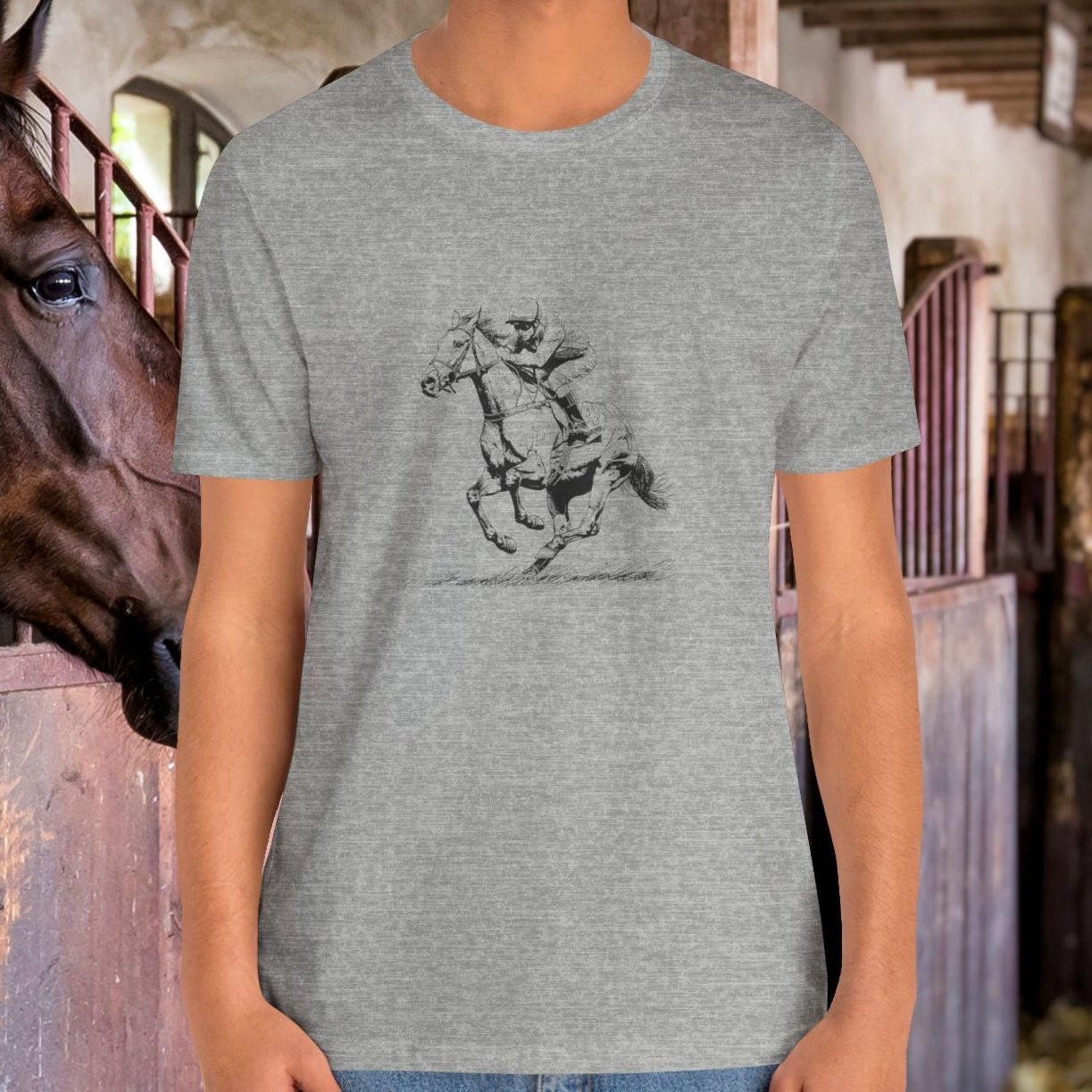 Horse Racing Shirt Jockey Art, Thoroughbred T-Shirt for Fans - FlooredByArt