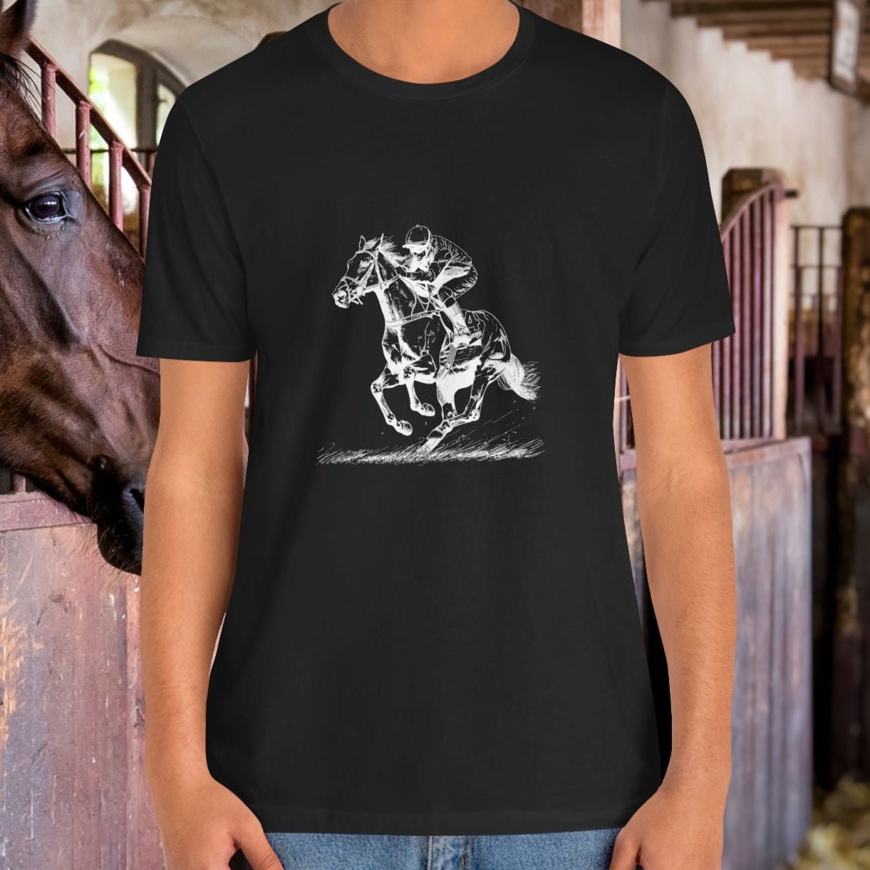Horse Racing Shirt Jockey Art, Thoroughbred T-Shirt for Fans - FlooredByArt