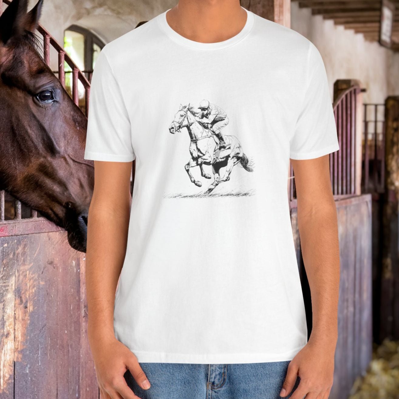 Horse Racing Shirt Jockey Art, Thoroughbred T-Shirt for Fans - FlooredByArt
