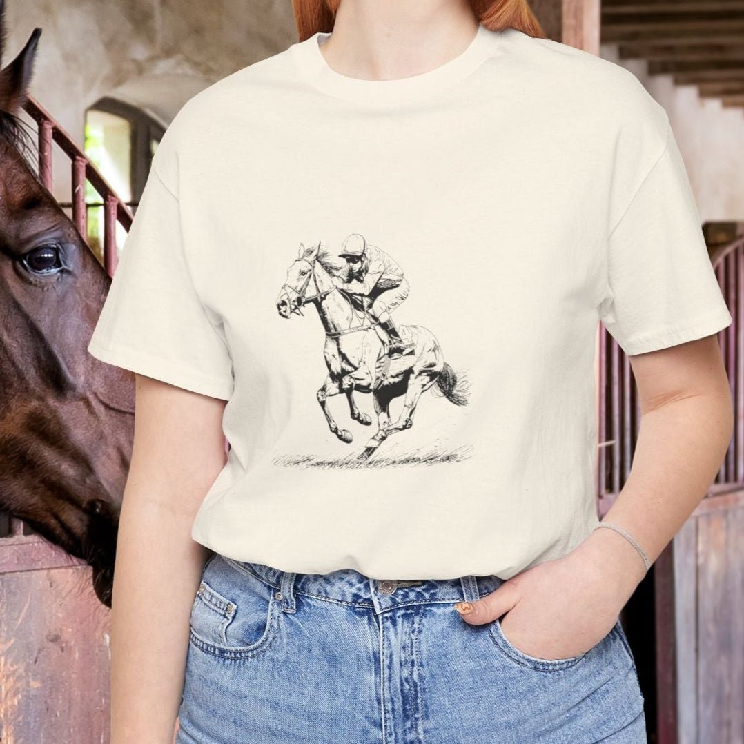 Horse Racing Shirt Jockey Art, Thoroughbred T-Shirt for Fans - FlooredByArt