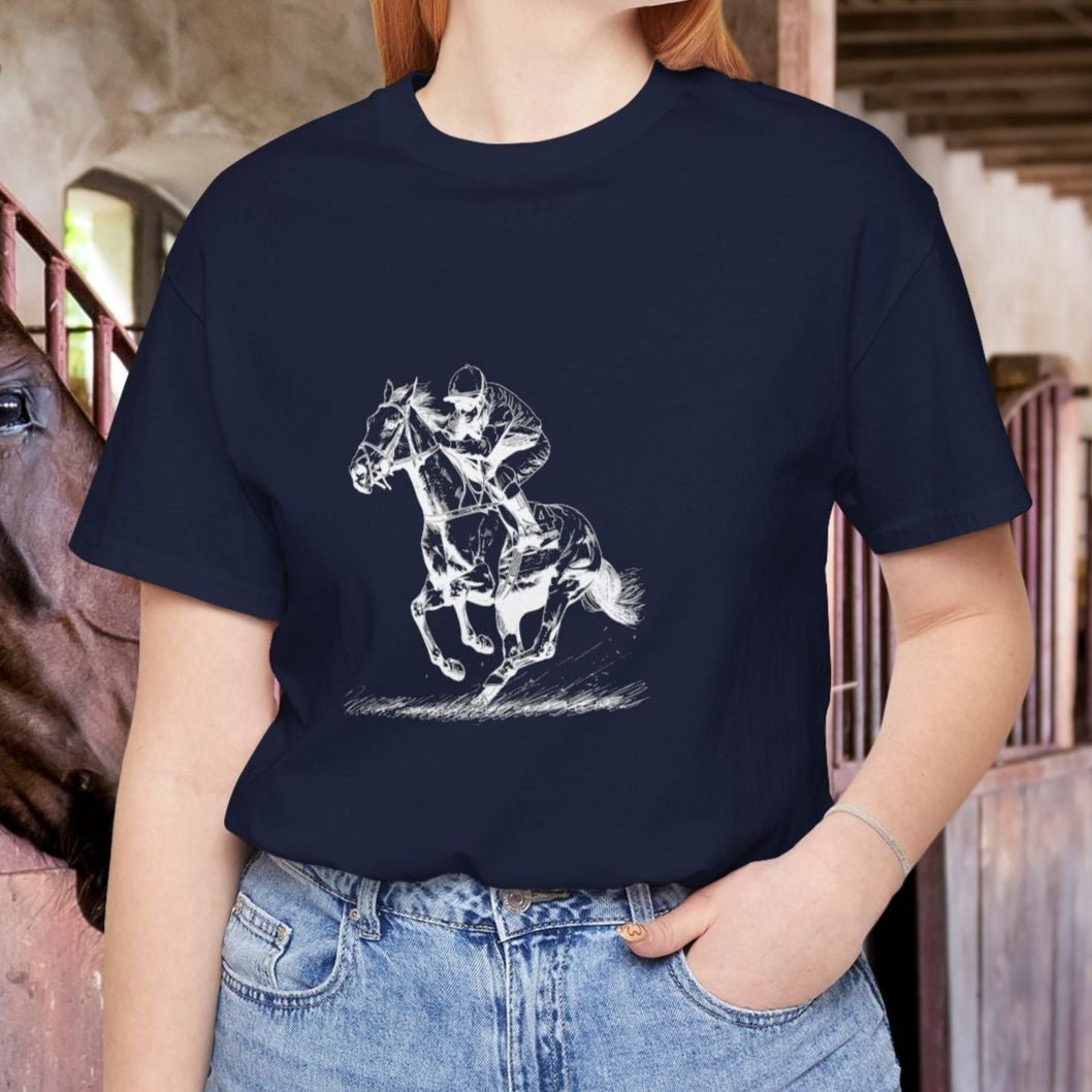 Horse Racing Shirt Jockey Art, Thoroughbred T-Shirt for Fans - FlooredByArt