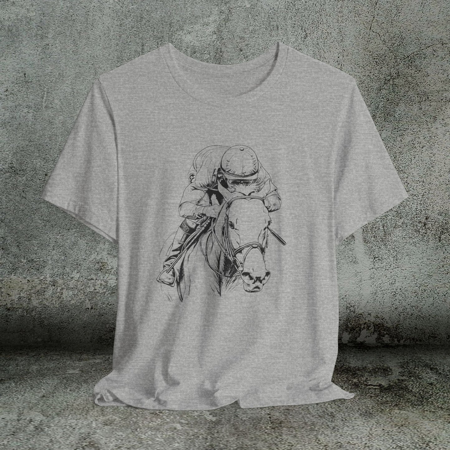 Horse Racing Shirt Jockey & Horse Art, Thoroughbred T-Shirt, Race Day Tee - FlooredByArt