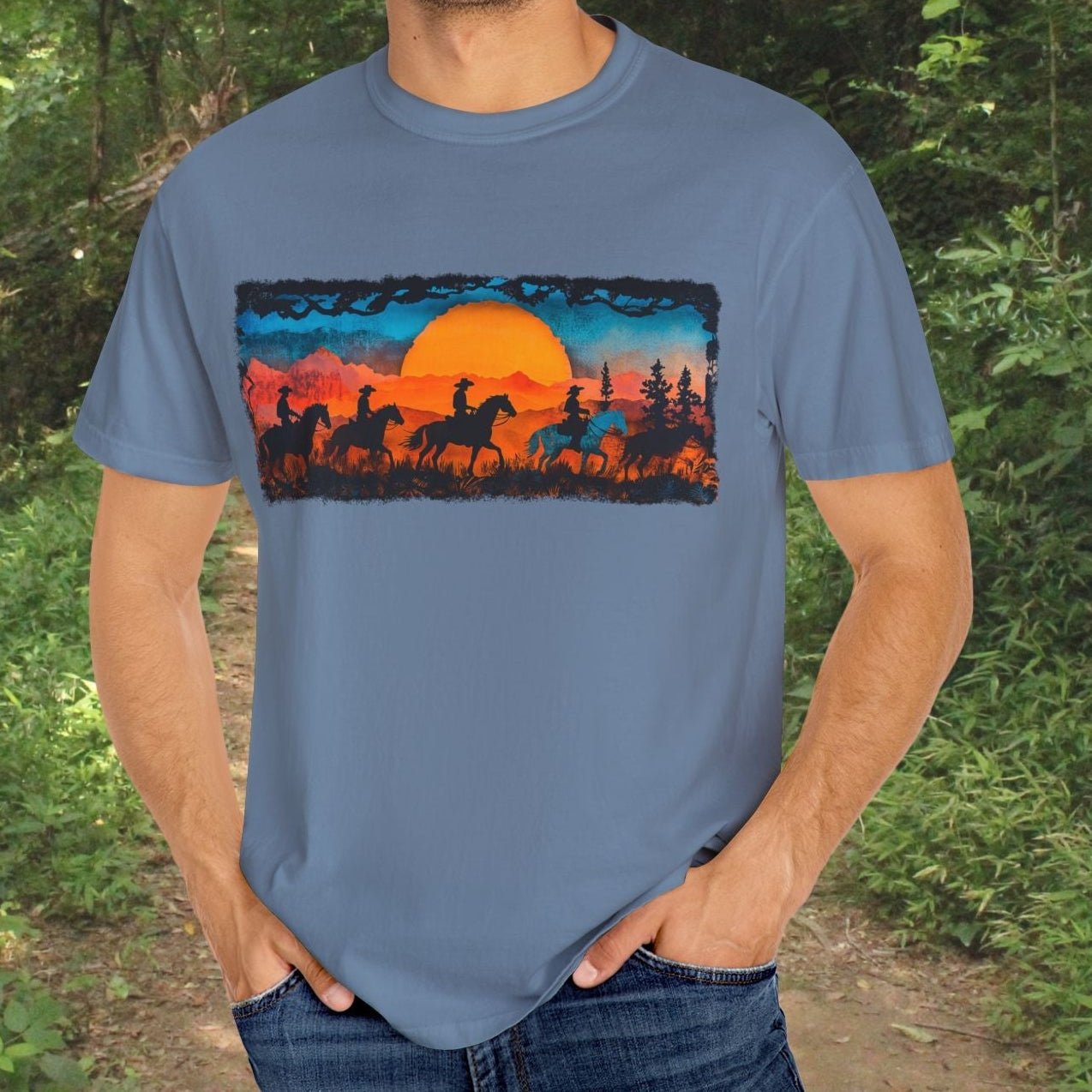 Horseback Trail Riding Shirt, Natural Dyed T-shirt, Rustic Country Life Shirt Casual Wear Gifft - FlooredByArt