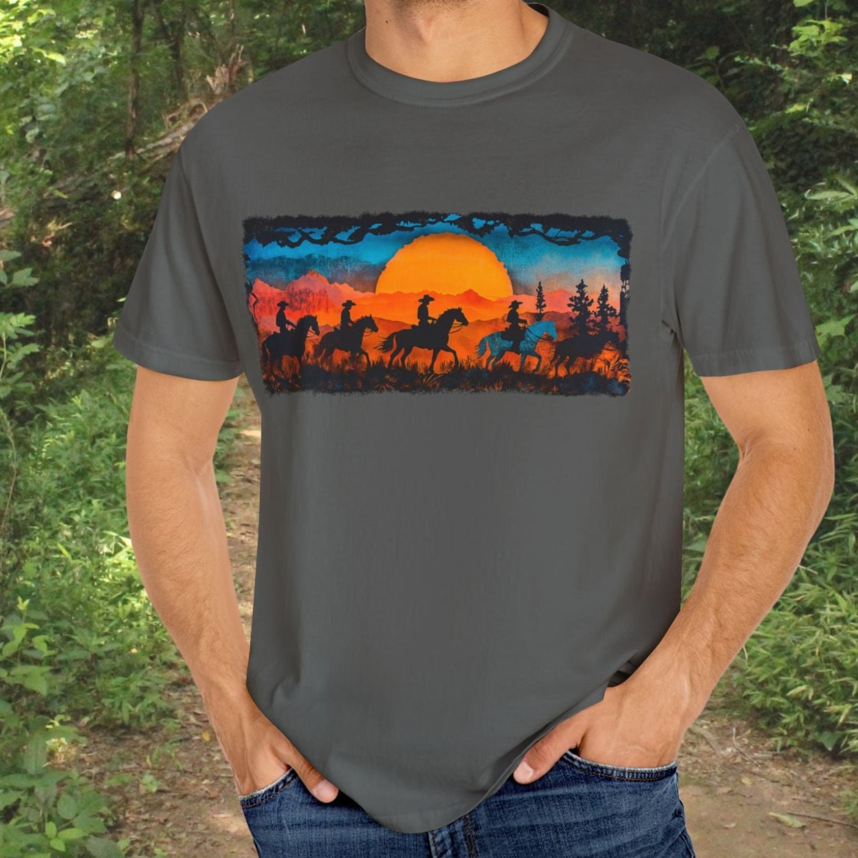 Horseback Trail Riding Shirt, Natural Dyed T-shirt, Rustic Country Life Shirt Casual Wear Gifft - FlooredByArt