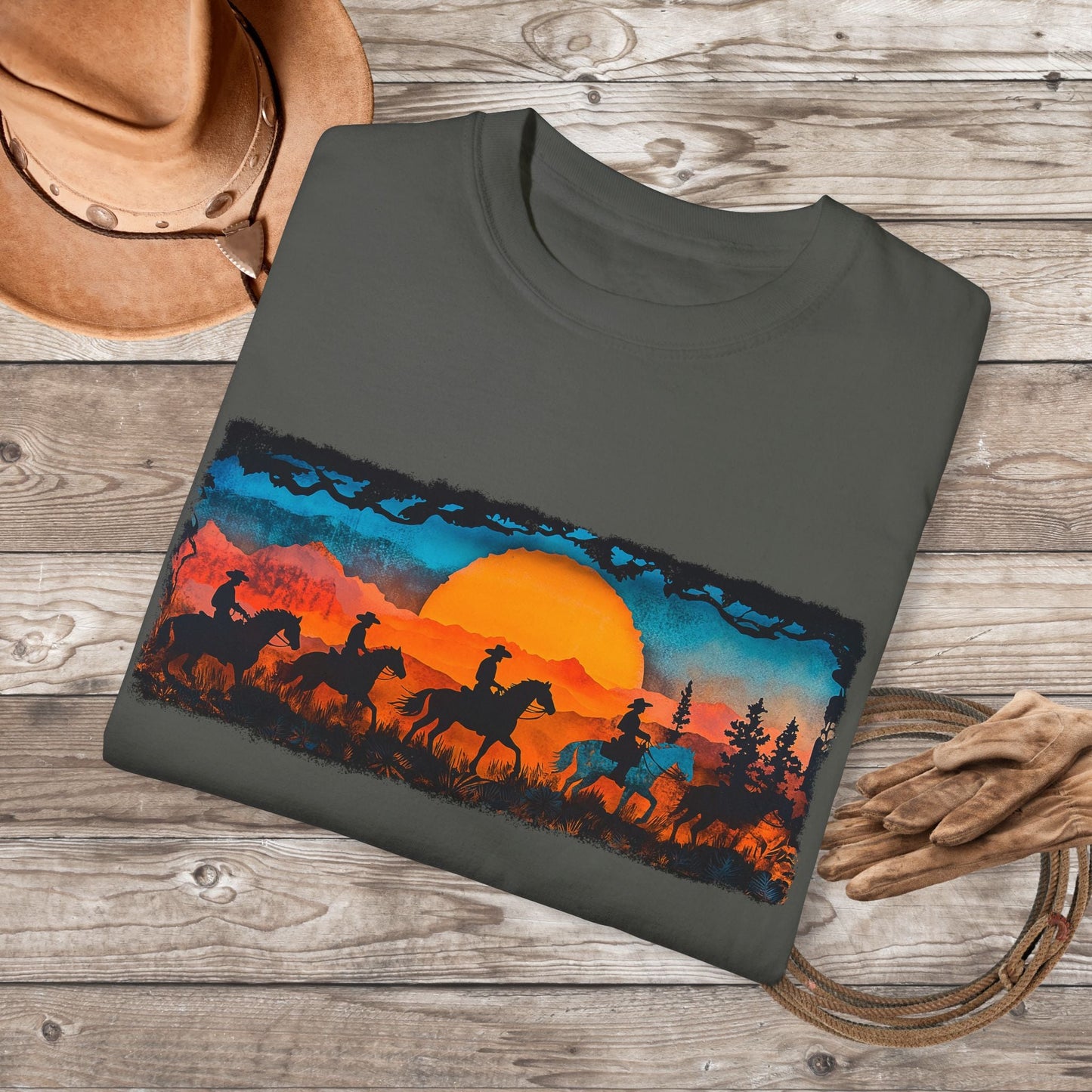 Horseback Trail Riding Shirt, Natural Dyed T-shirt, Rustic Country Life Shirt Casual Wear Gifft - FlooredByArt
