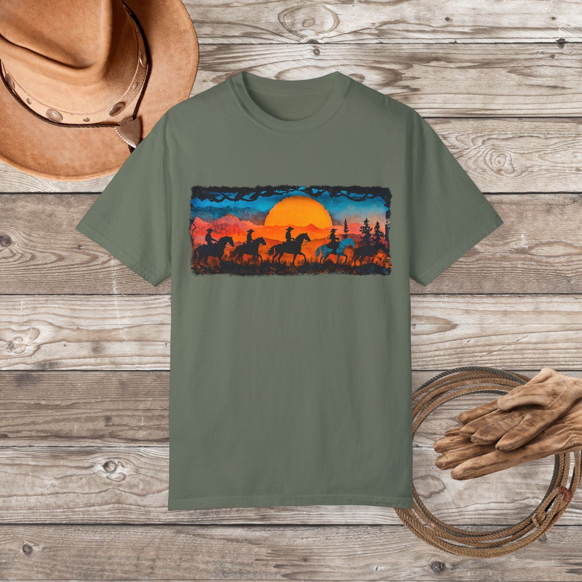 Horseback Trail Riding Shirt, Natural Dyed T-shirt, Rustic Country Life Shirt Casual Wear Gifft - FlooredByArt