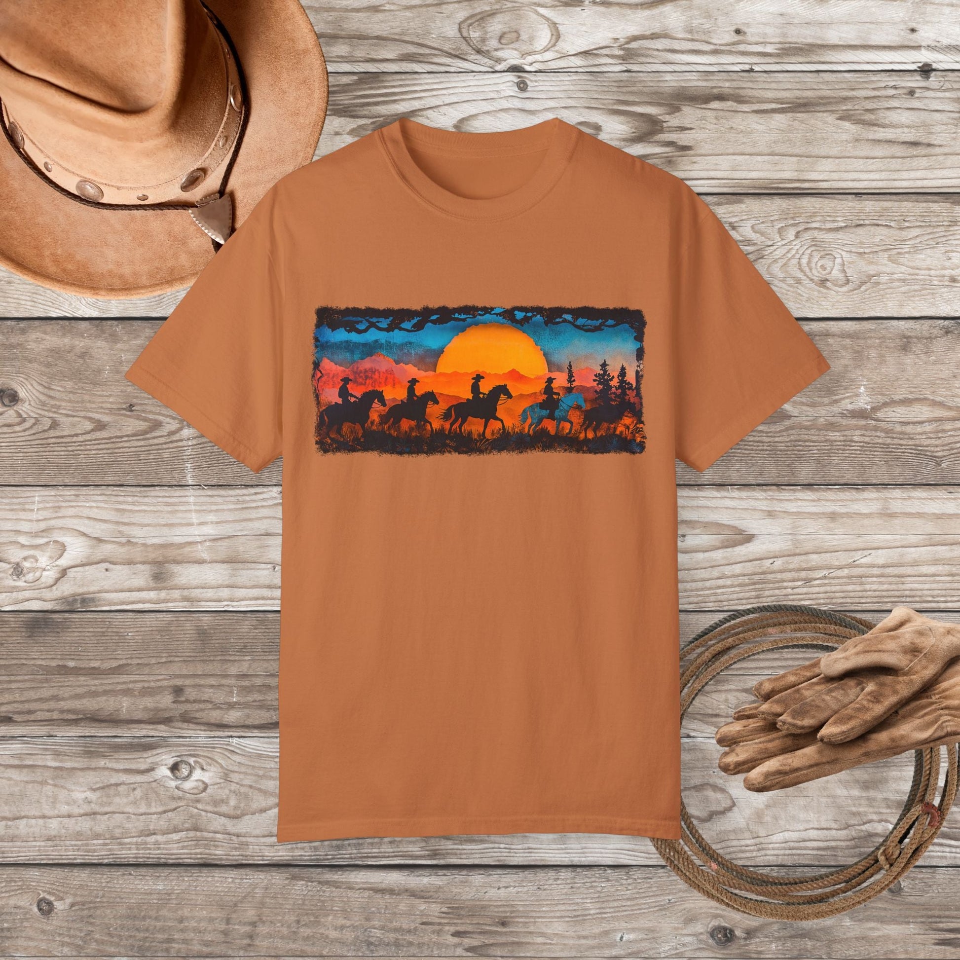 Horseback Trail Riding Shirt, Natural Dyed T-shirt, Rustic Country Life Shirt Casual Wear Gifft - FlooredByArt