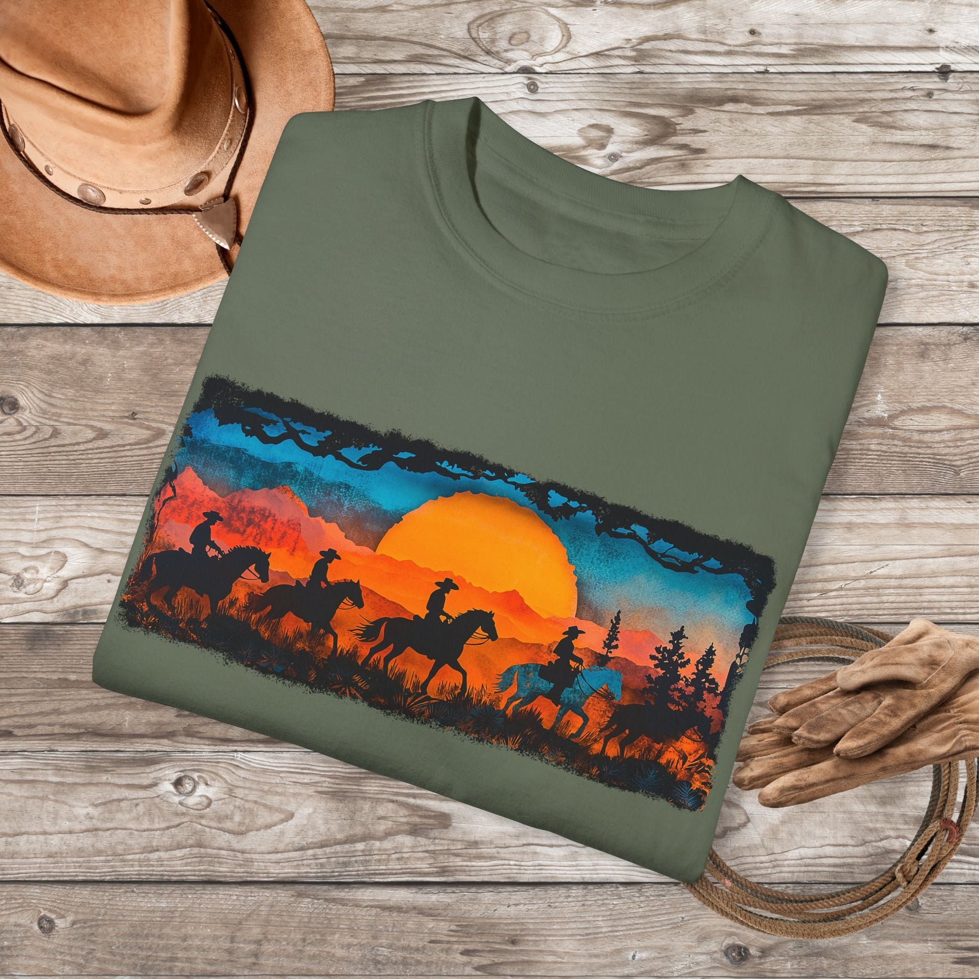 Horseback Trail Riding Shirt, Natural Dyed T-shirt, Rustic Country Life Shirt Casual Wear Gifft - FlooredByArt