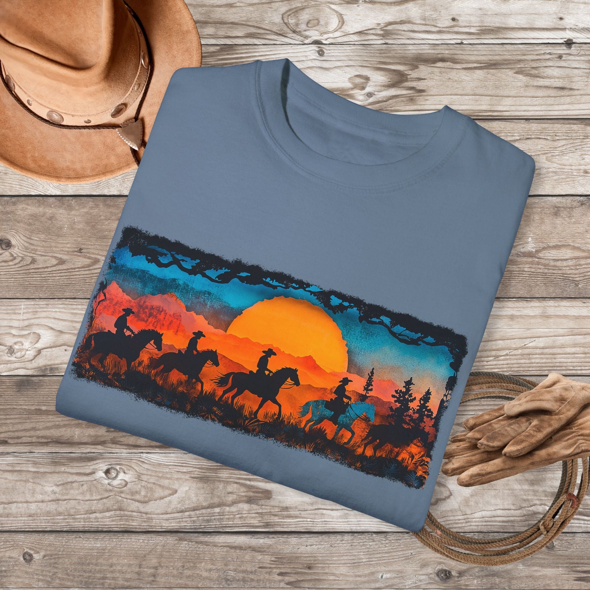 Horseback Trail Riding Shirt, Natural Dyed T-shirt, Rustic Country Life Shirt Casual Wear Gifft - FlooredByArt