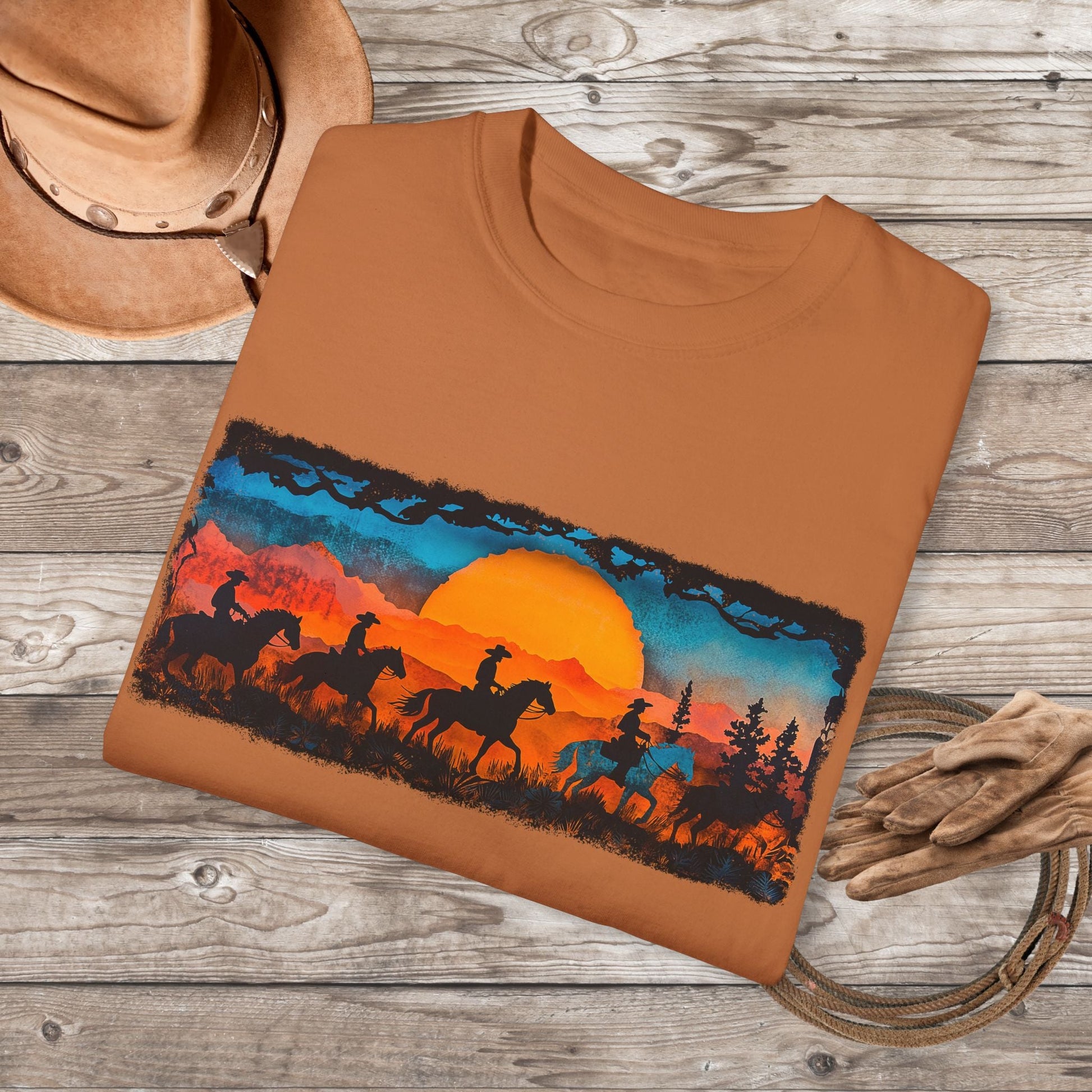 Horseback Trail Riding Shirt, Natural Dyed T-shirt, Rustic Country Life Shirt Casual Wear Gifft - FlooredByArt
