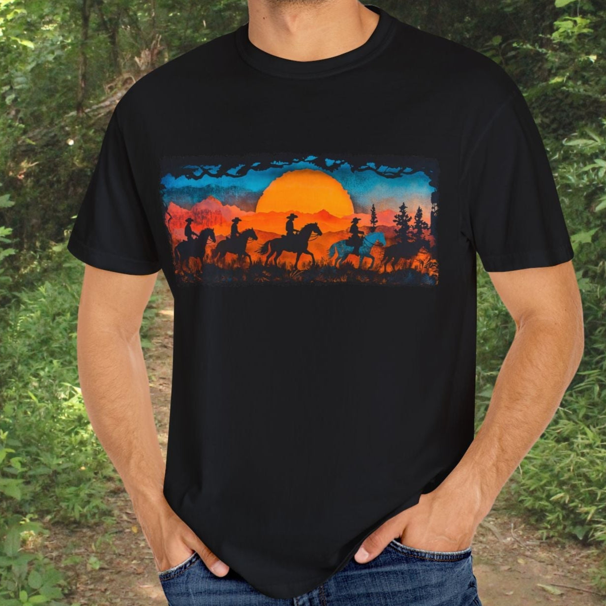 Horseback Trail Riding Shirt, Natural Dyed T-shirt, Rustic Country Life Shirt Casual Wear Gifft - FlooredByArt