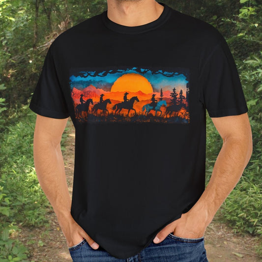 Horseback Trail Riding Shirt, Natural Dyed T-shirt, Rustic Country Life Shirt Casual Wear Gifft - FlooredByArt