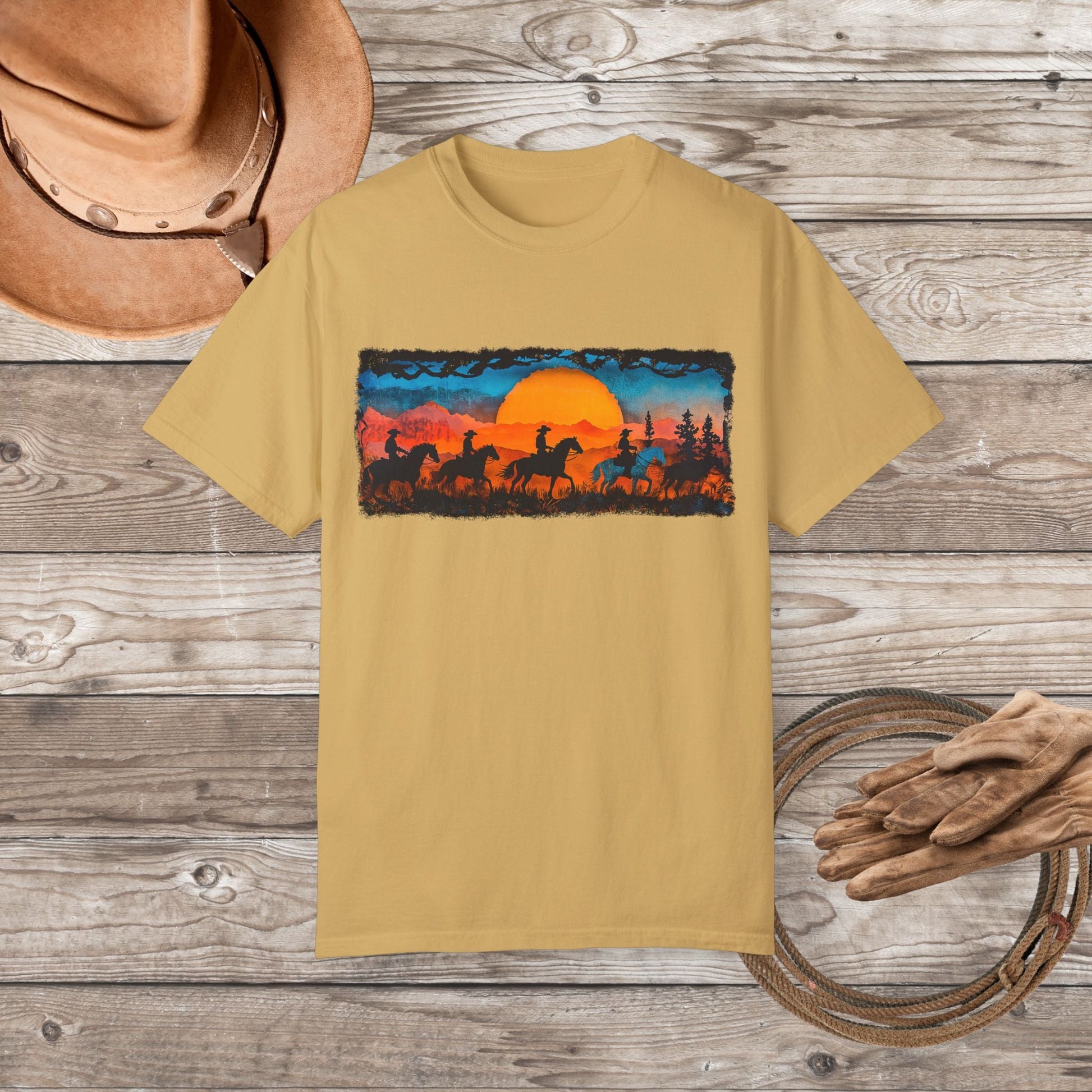 Horseback Trail Riding Shirt, Natural Dyed T-shirt, Rustic Country Life Shirt Casual Wear Gifft - FlooredByArt