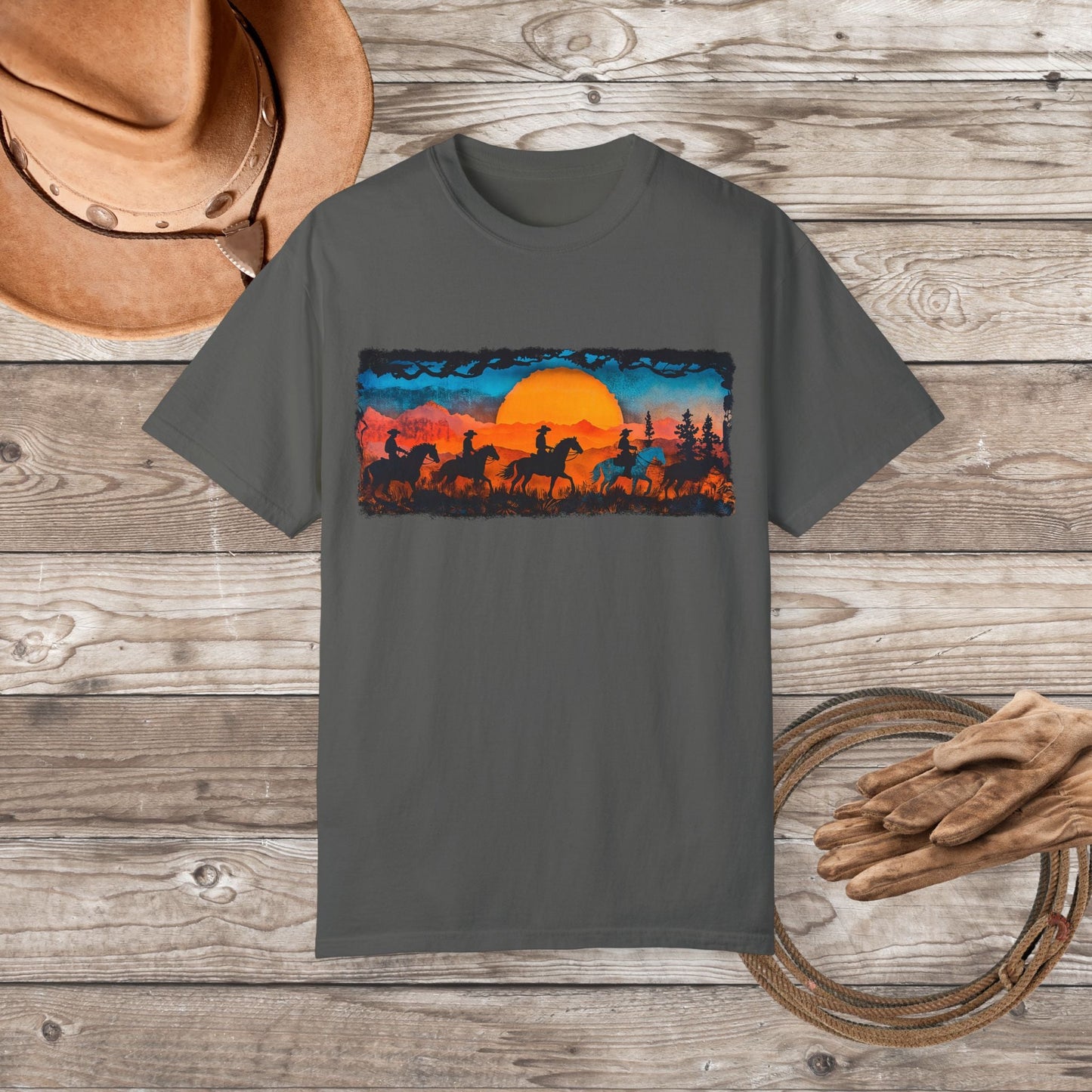 Horseback Trail Riding Shirt, Natural Dyed T-shirt, Rustic Country Life Shirt Casual Wear Gifft - FlooredByArt