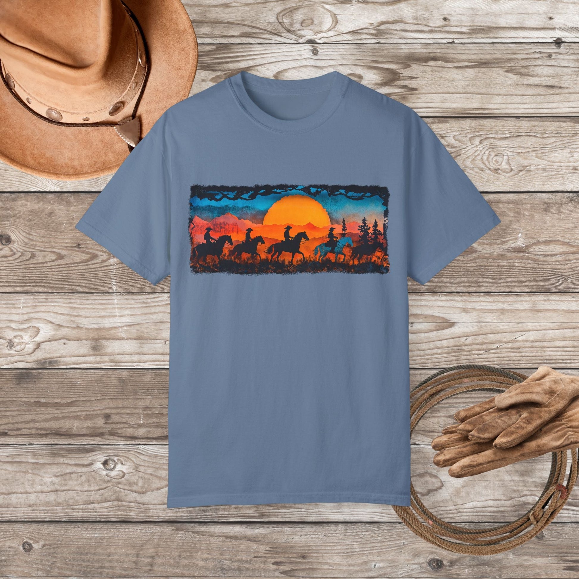 Horseback Trail Riding Shirt, Natural Dyed T-shirt, Rustic Country Life Shirt Casual Wear Gifft - FlooredByArt