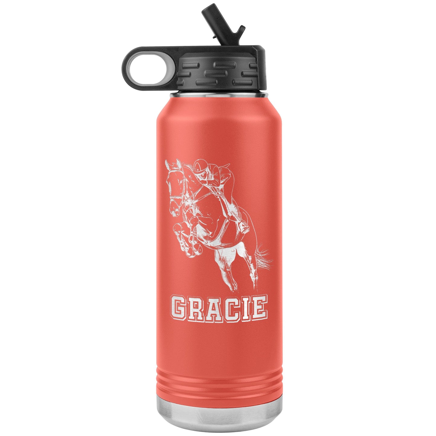 Hunter Jumper 32oz Stainless Steel Water Bottle, Equestrian Water Bottle, Horse Lover - FlooredByArt