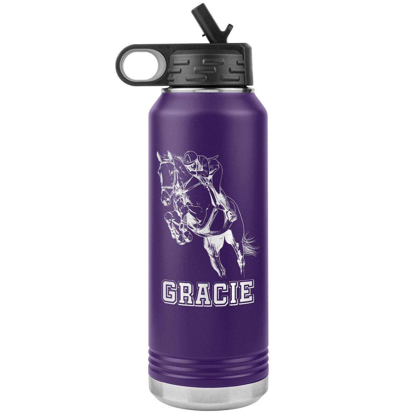 Hunter Jumper 32oz Stainless Steel Water Bottle, Equestrian Water Bottle, Horse Lover - FlooredByArt