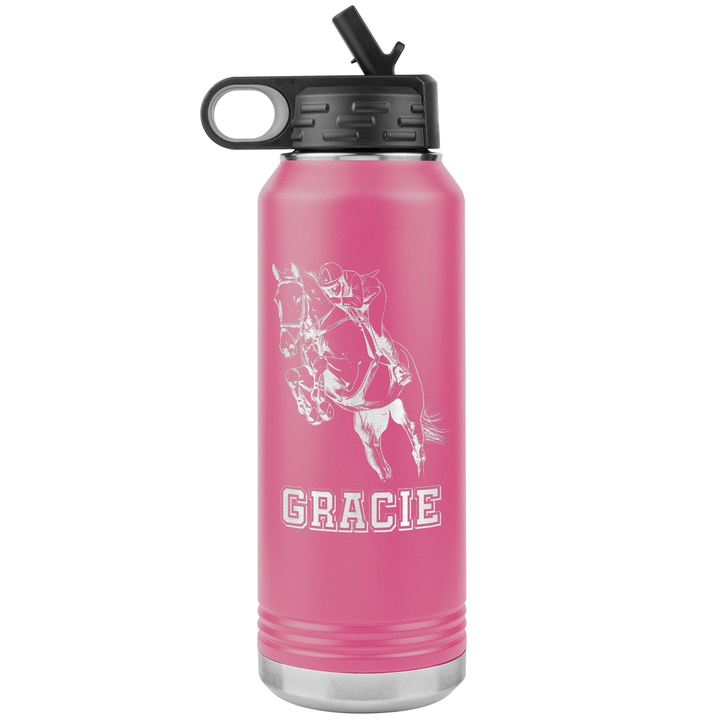 Hunter Jumper 32oz Stainless Steel Water Bottle, Equestrian Water Bottle, Horse Lover - FlooredByArt