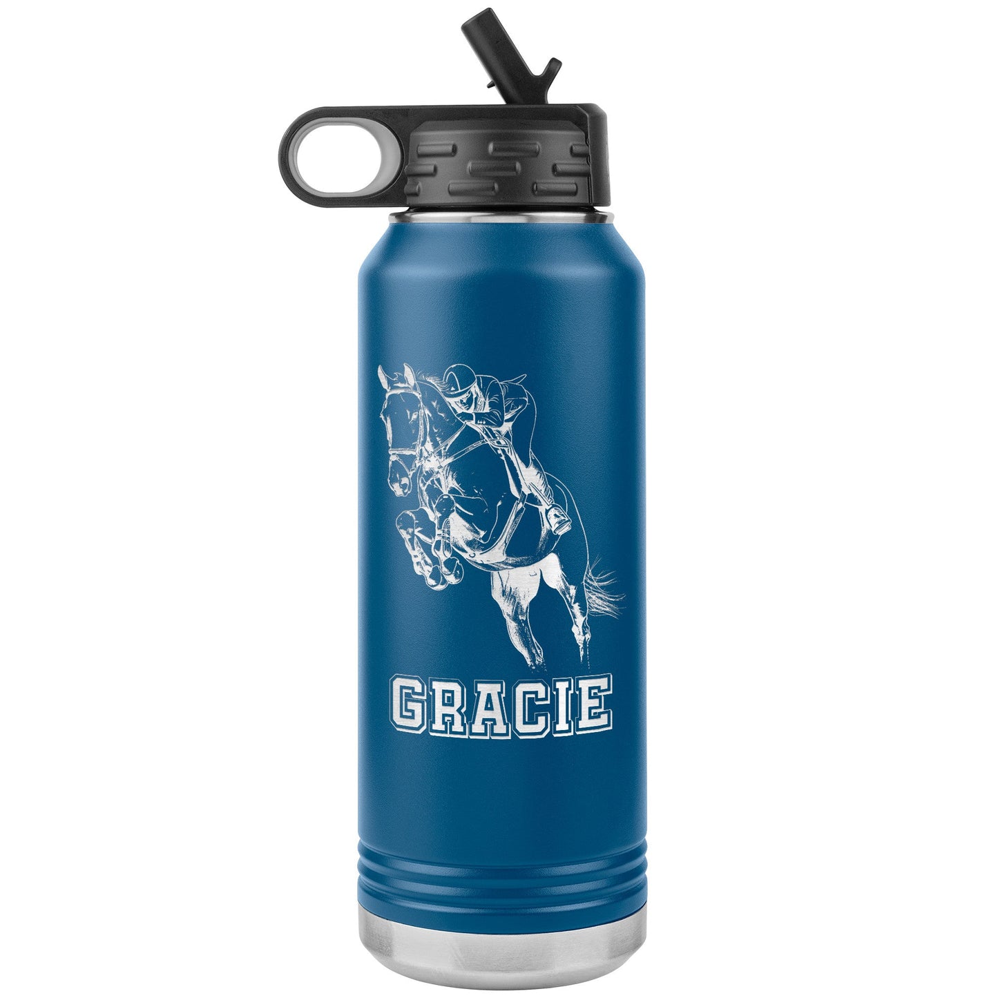 Hunter Jumper 32oz Stainless Steel Water Bottle, Equestrian Water Bottle, Horse Lover - FlooredByArt