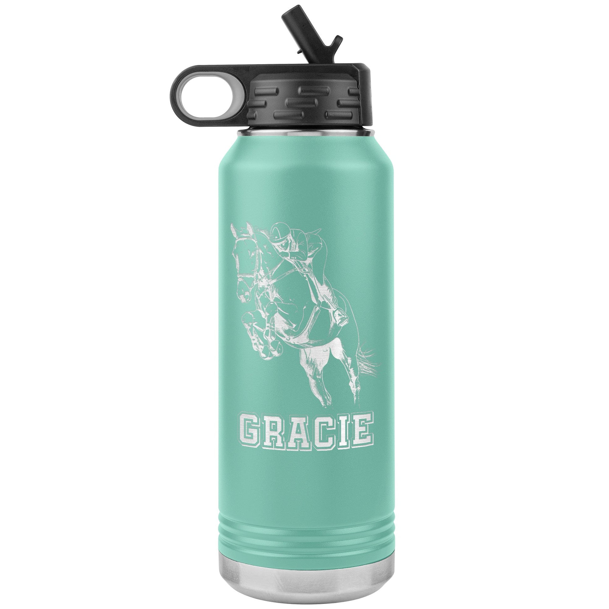 Hunter Jumper 32oz Stainless Steel Water Bottle, Equestrian Water Bottle, Horse Lover - FlooredByArt